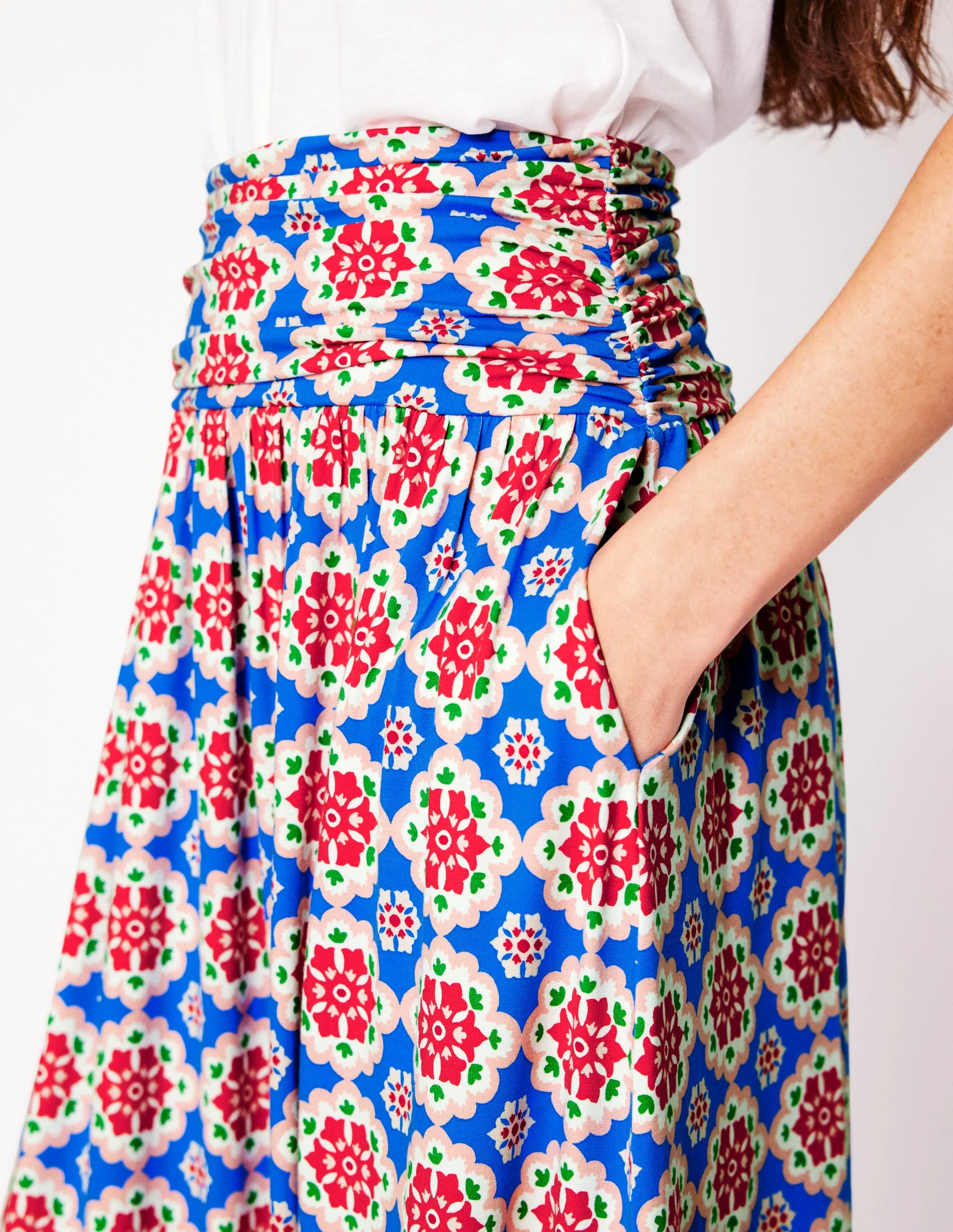 Rosaline Jersey-Rock-Himmelblau, Geometrische Blüten - Image 2