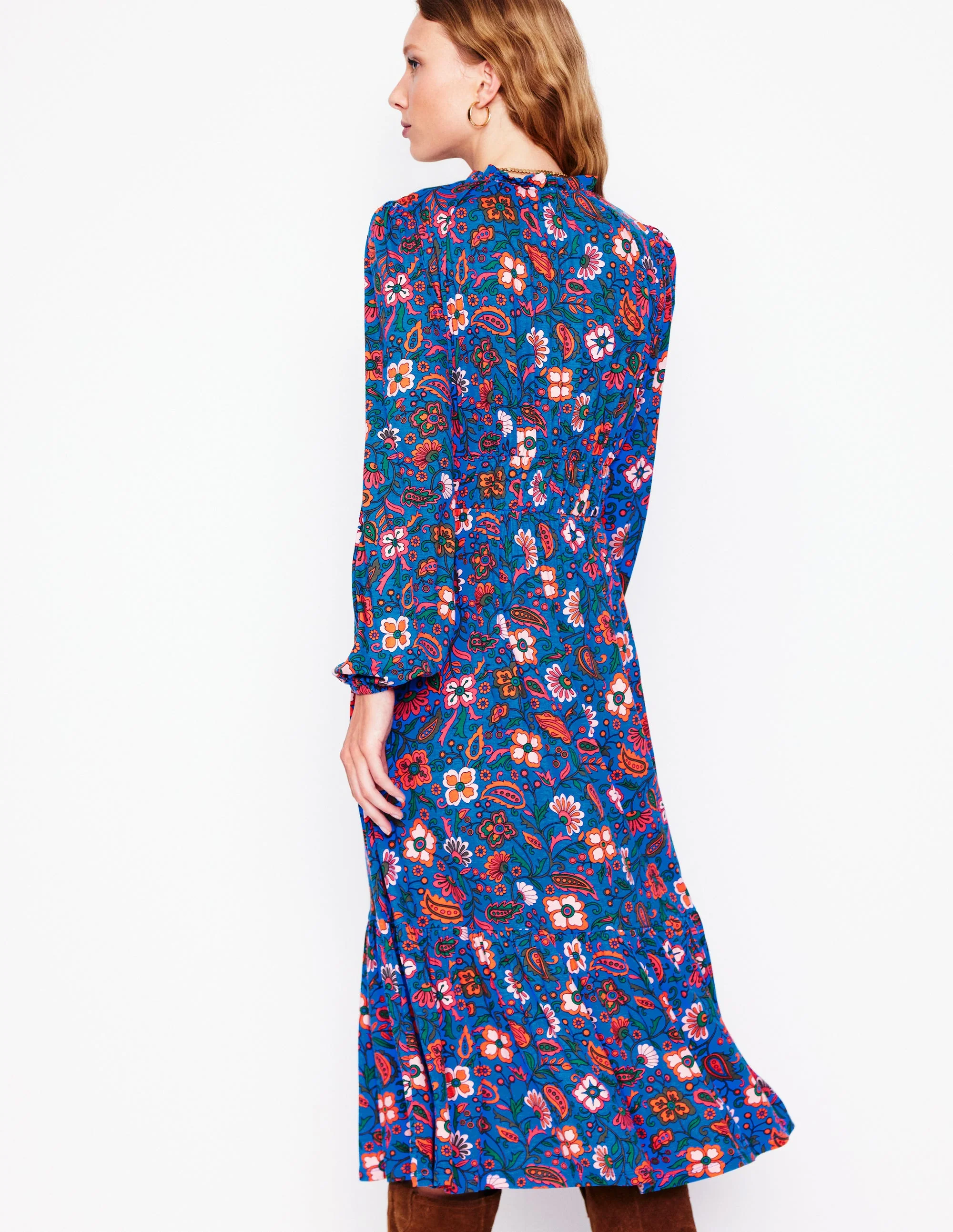 Rosamund Midi-Teekleid aus Jersey-Blau,Orientalisches Paradies - Image 4