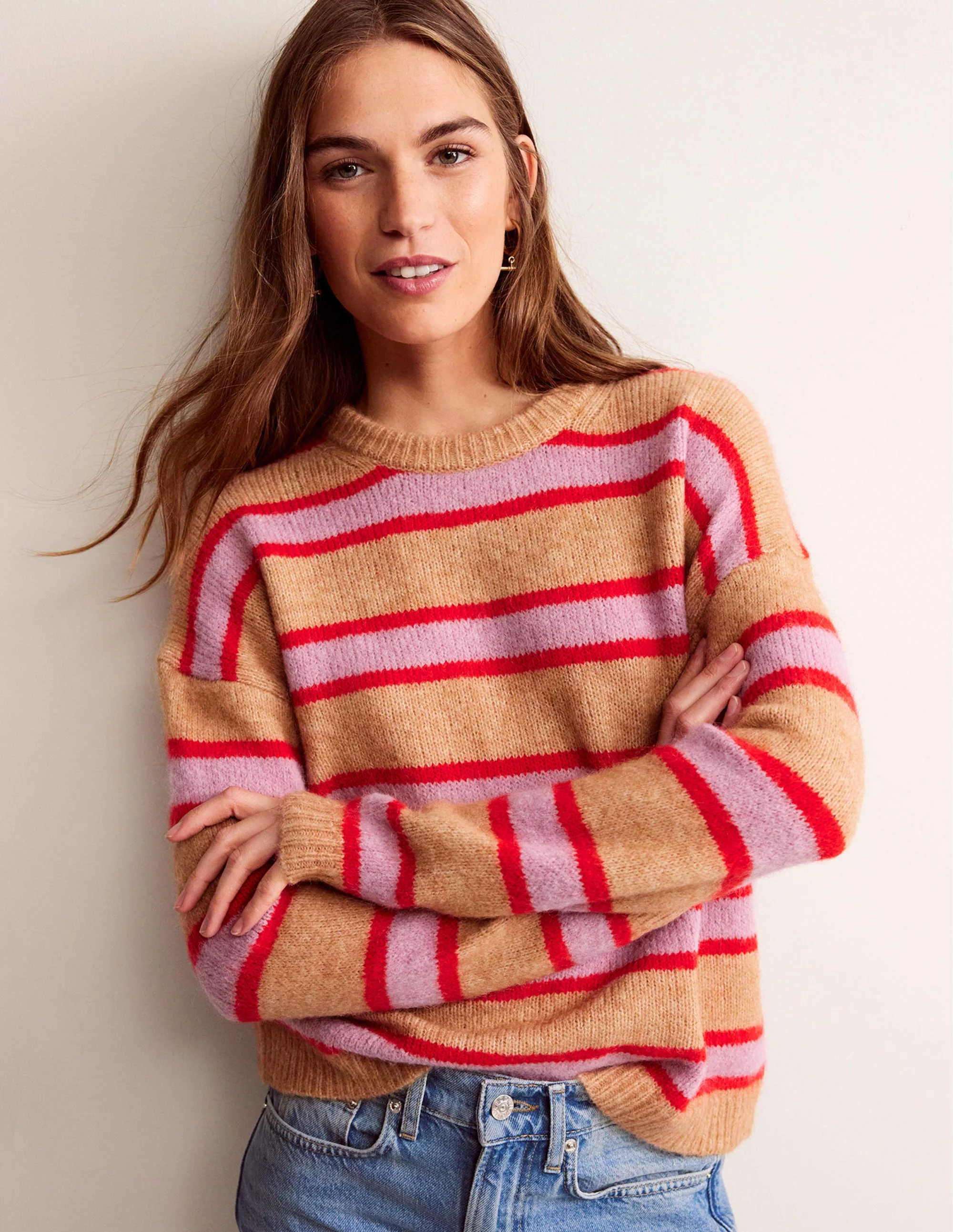 Rosemary Lockerer, flauschiger Pullover-Kamelbraun Meliert, Erdbeer-Sorbet - Image 4