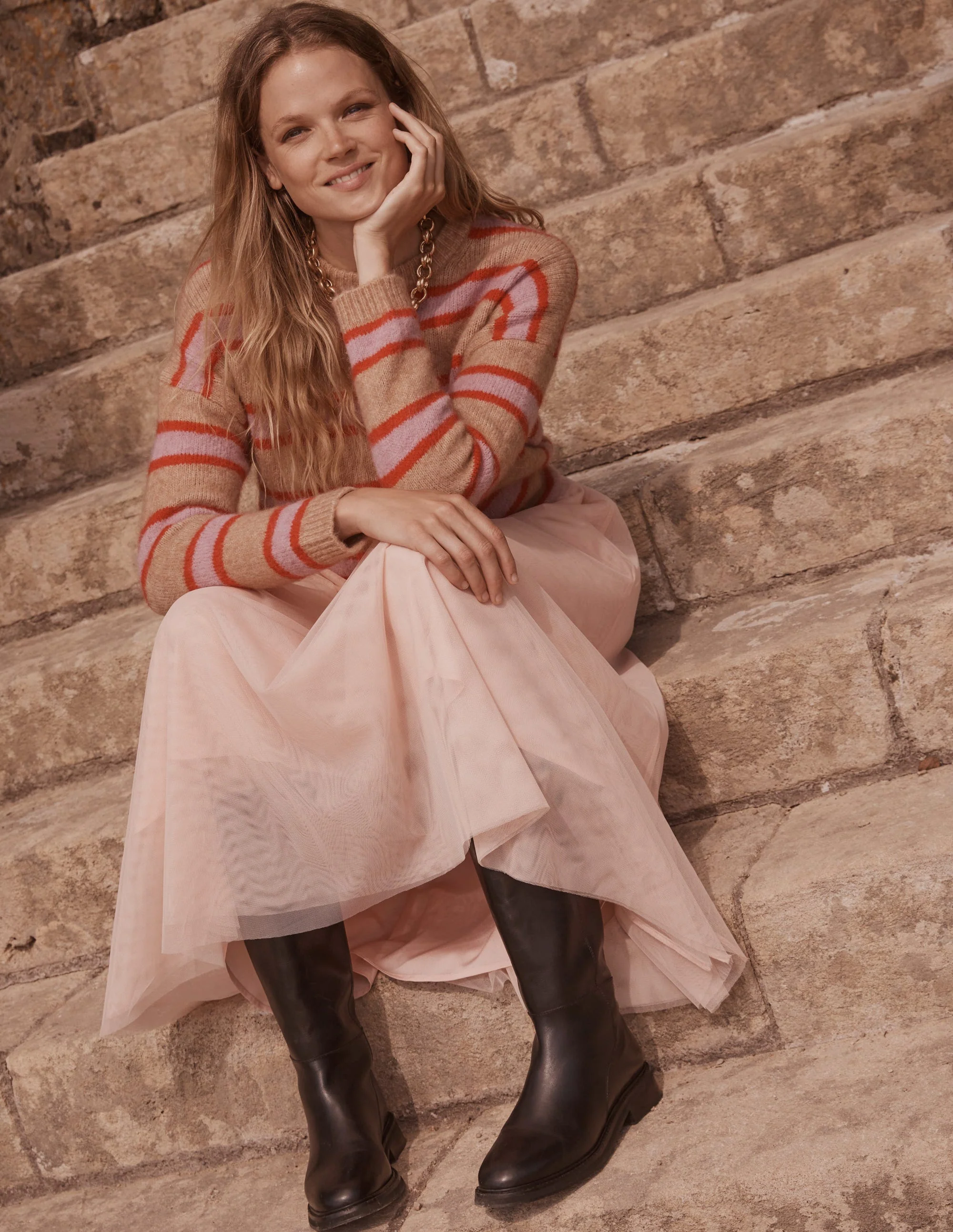 Rosemary Lockerer, flauschiger Pullover-Kamelbraun Meliert, Erdbeer-Sorbet - Image 5