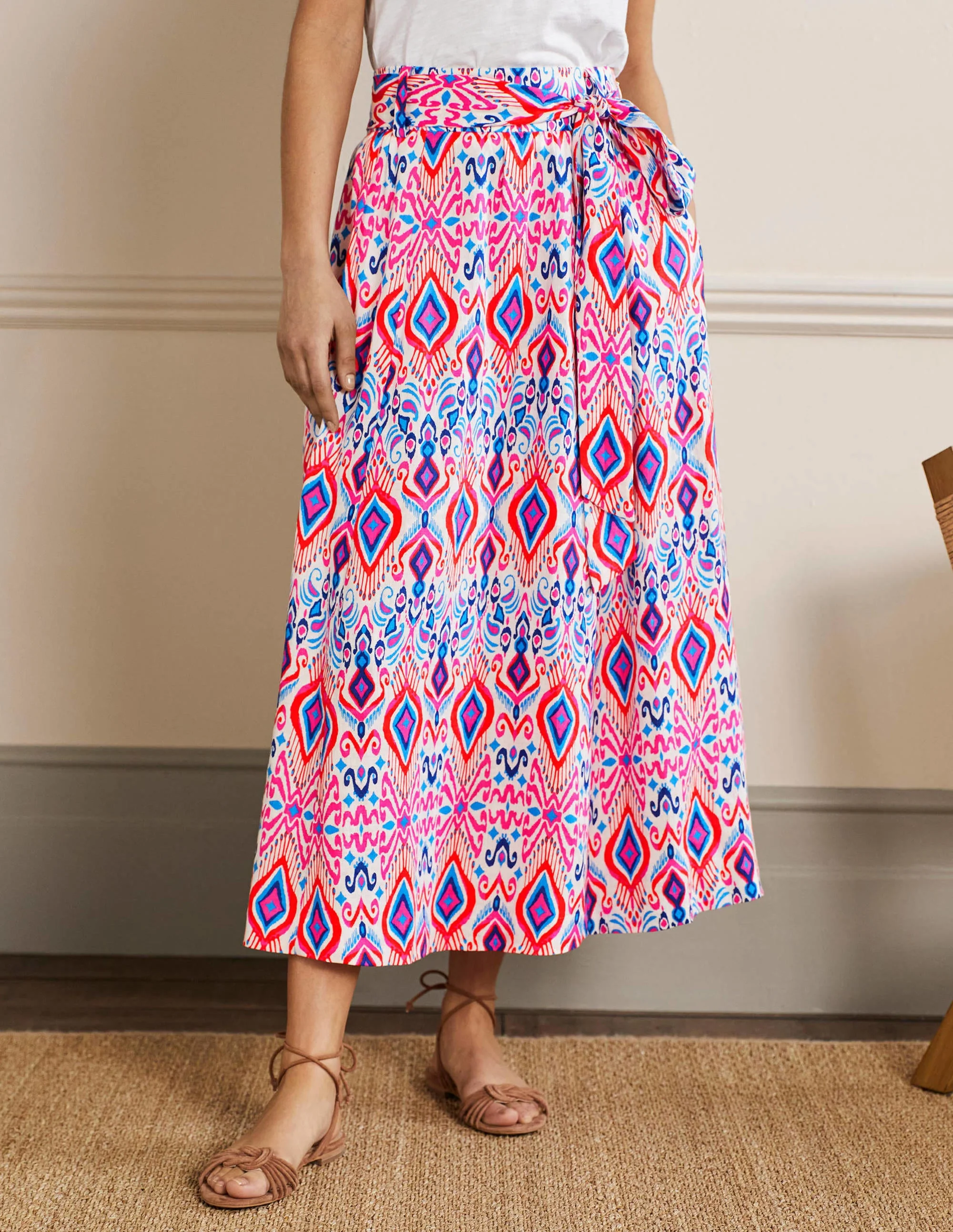 Rosemary Midirock aus Leinen-Ikat-Muster - Image 4