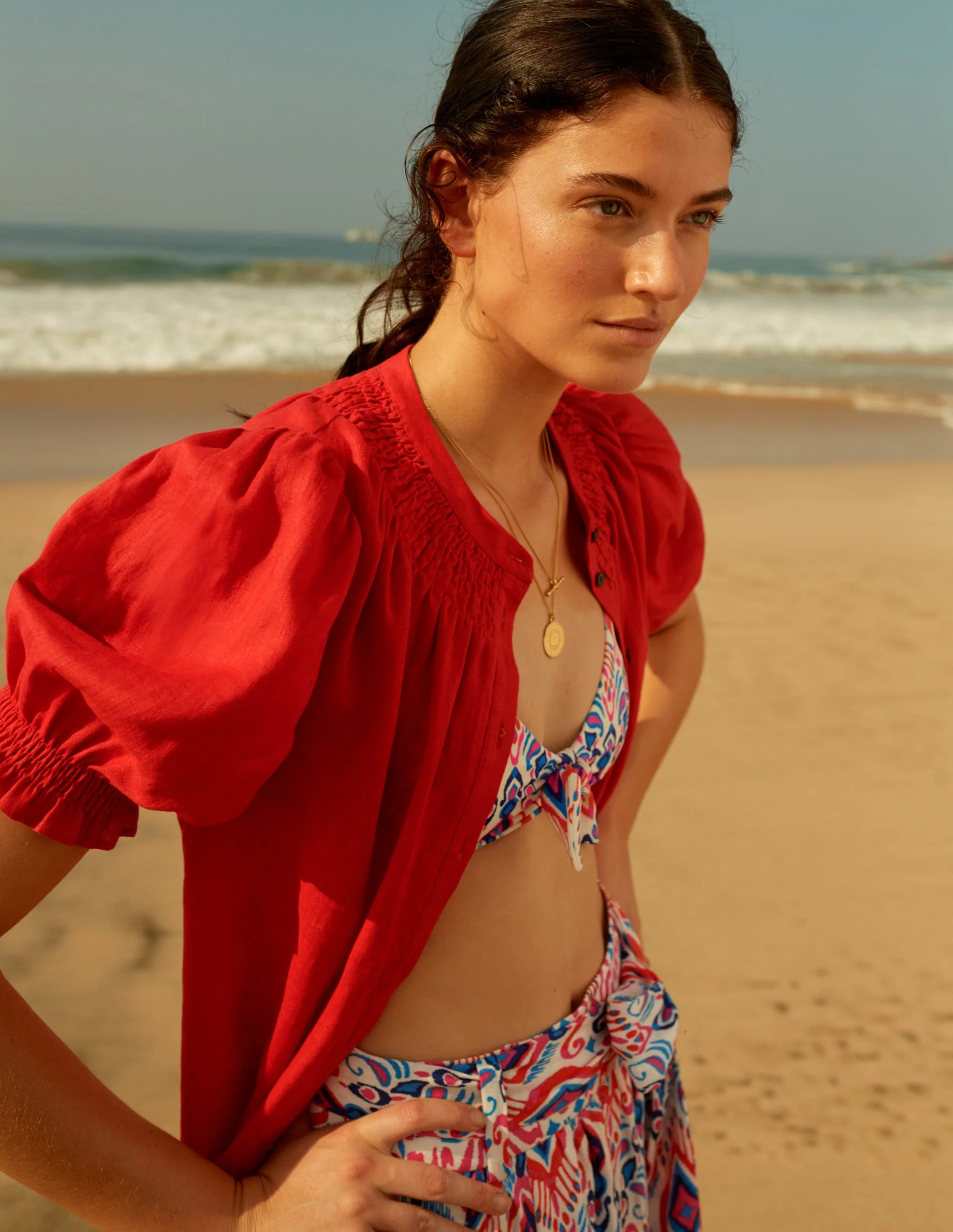 Rosemary Midirock aus Leinen-Ikat-Muster - Image 5