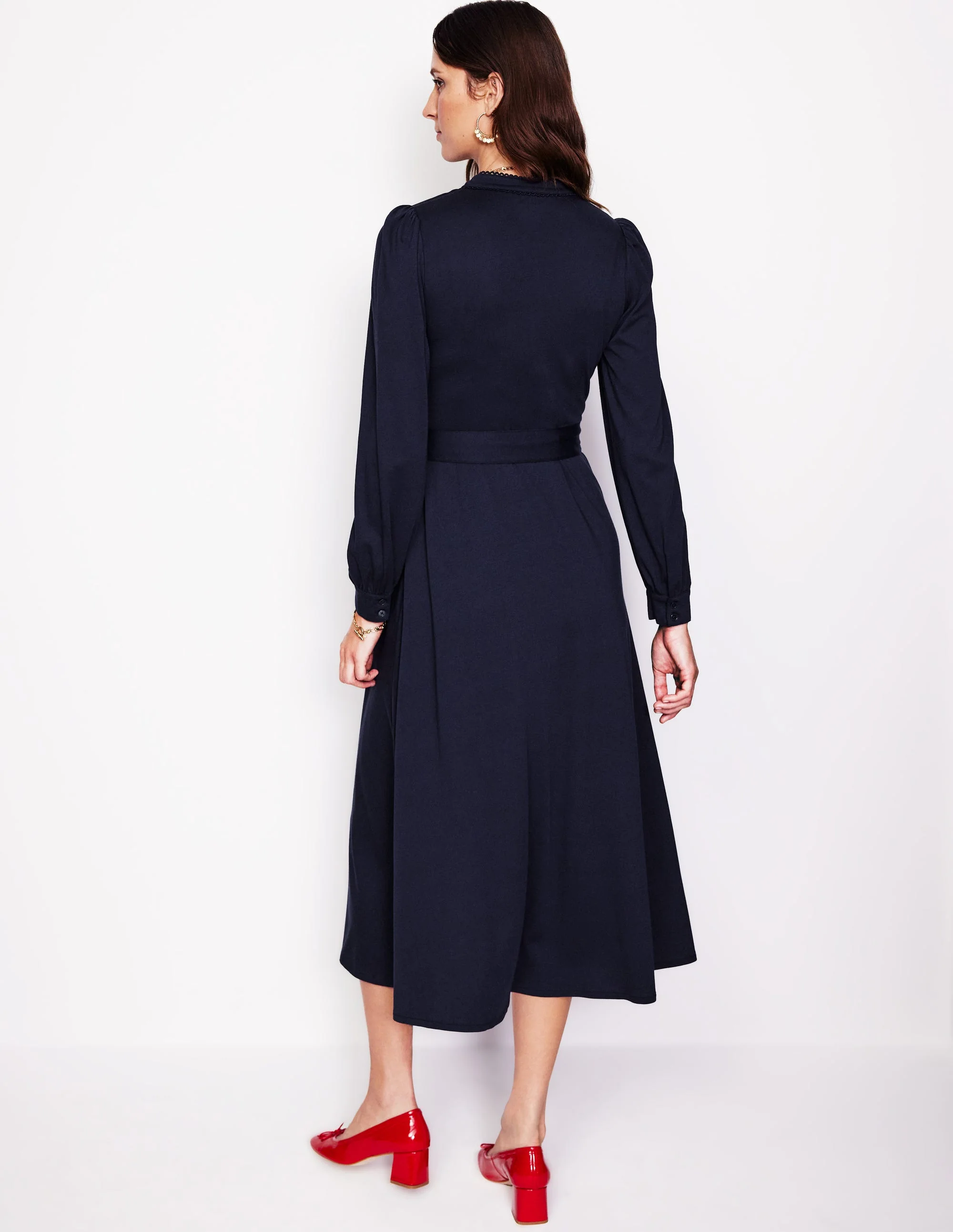 Rowena Jersey-Hemdblusenkleid mit Besatz-Aqua Marine Marl - Image 3