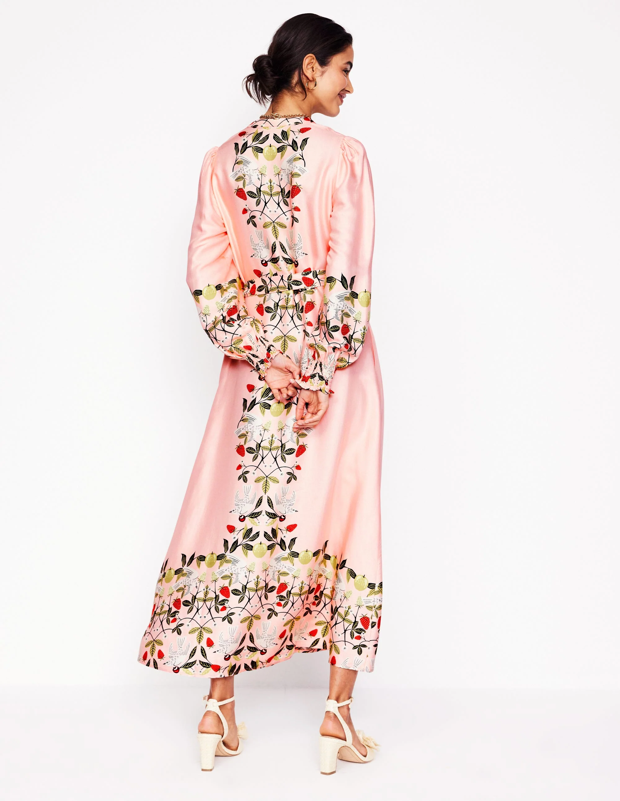 Ruby Kragenloses Hemdblusenkleid-Rosa, Vögel Paradies - Image 3