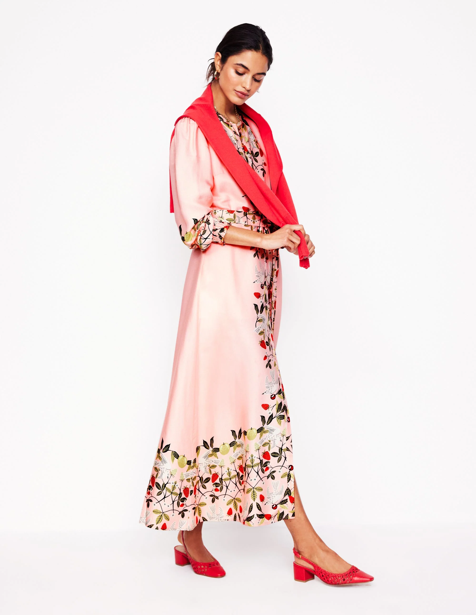 Ruby Kragenloses Hemdblusenkleid-Rosa, Vögel Paradies - Image 6