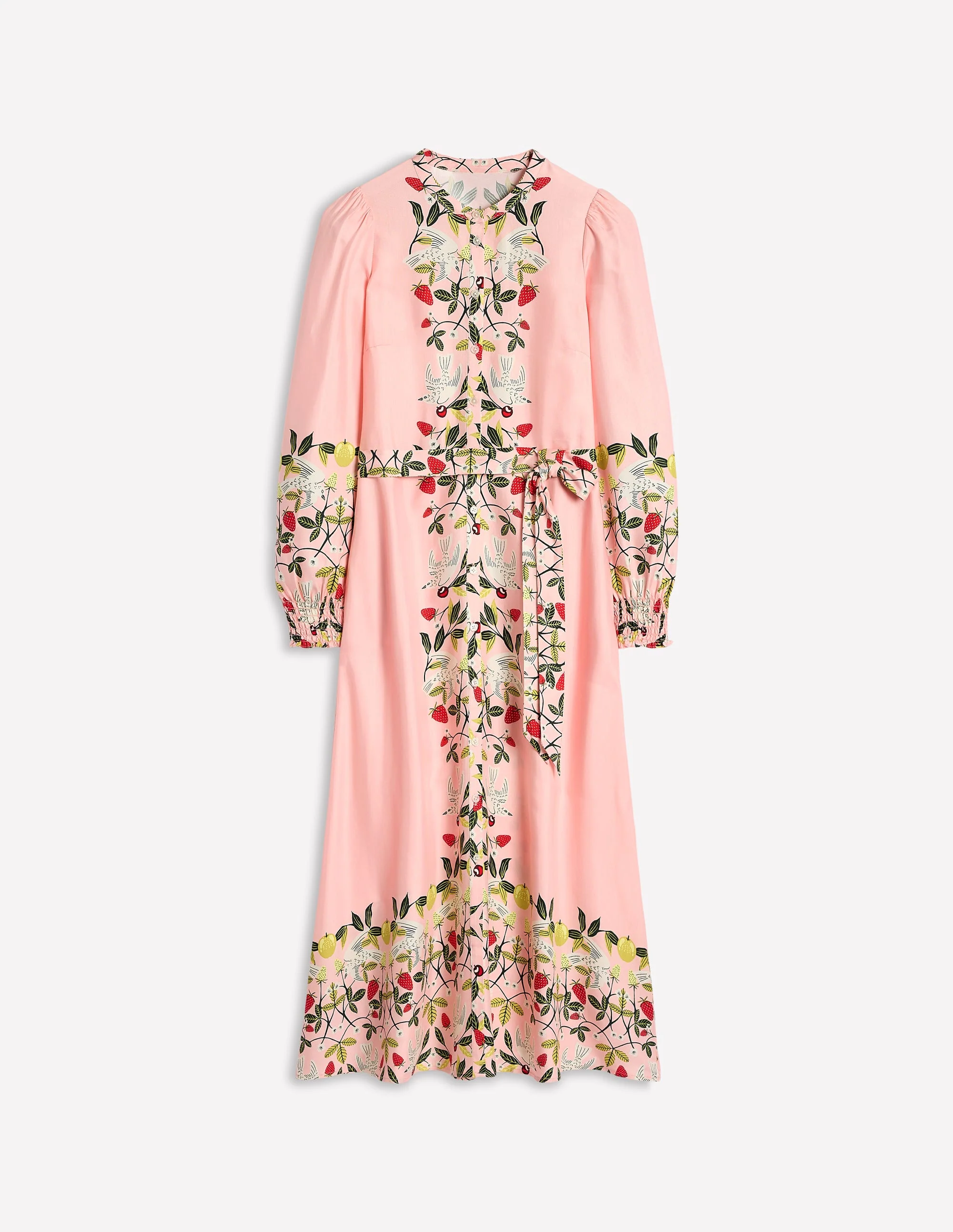Ruby Kragenloses Hemdblusenkleid-Rosa, Vögel Paradies - Image 7