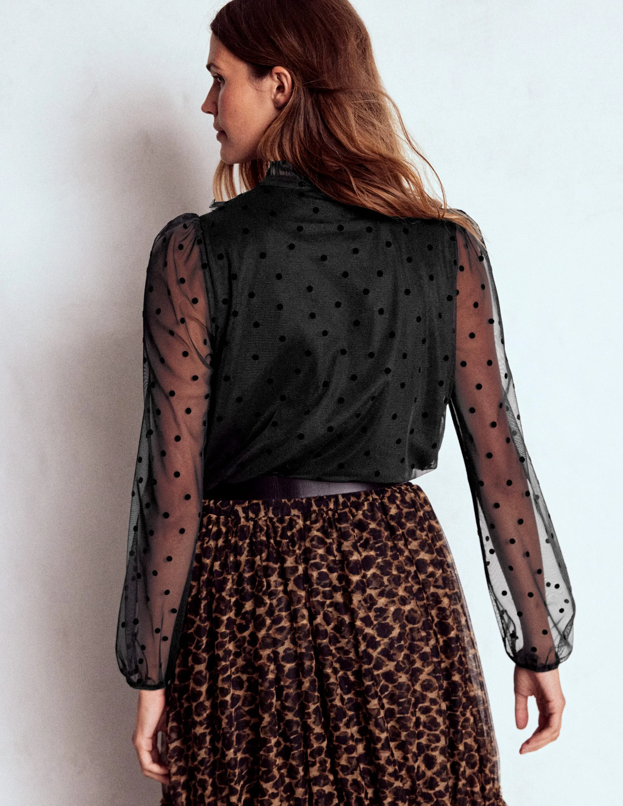 Rüschenbluse aus Tüll-Schwarz - Image 3