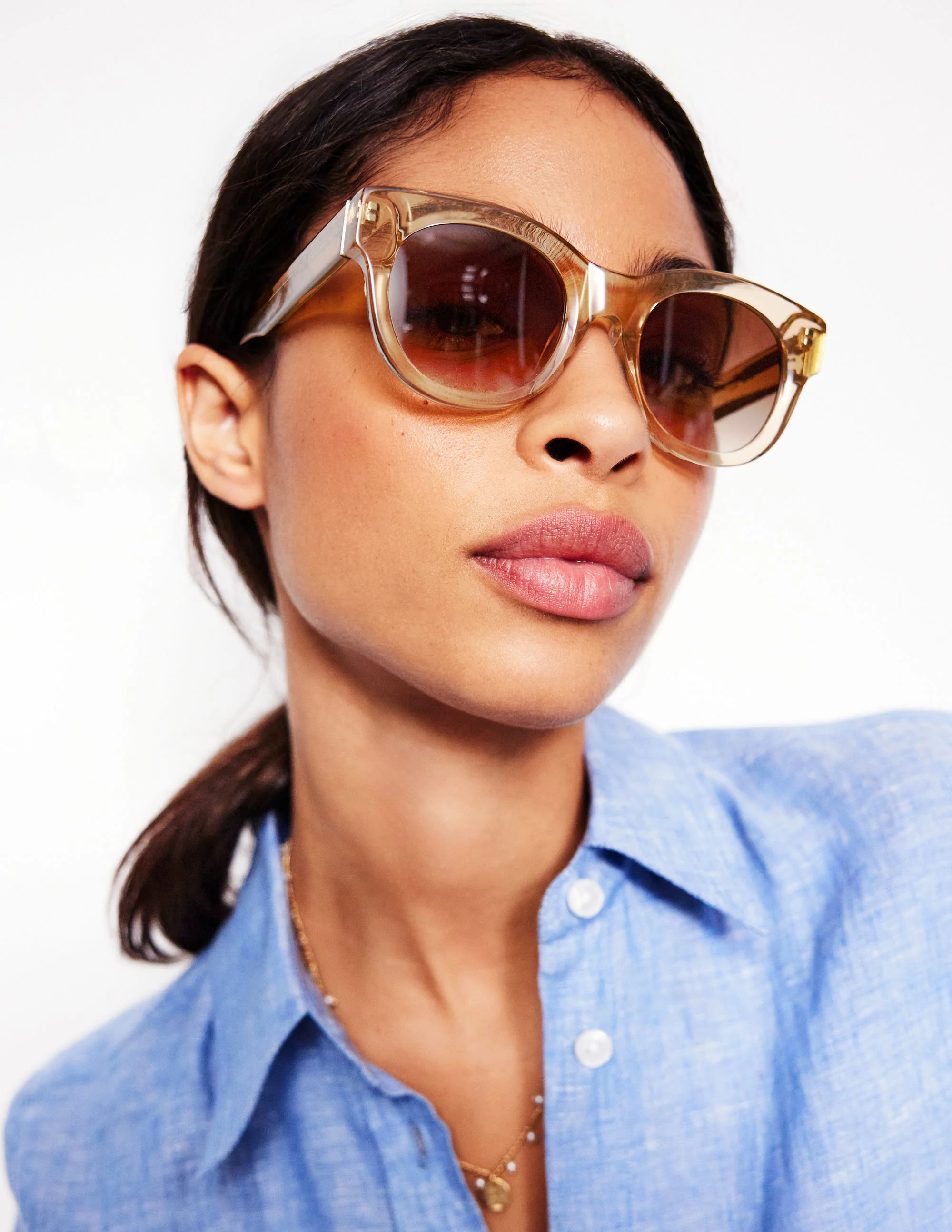 Runde Acetat-Sonnenbrille-Kristall-Taupe - Image 2