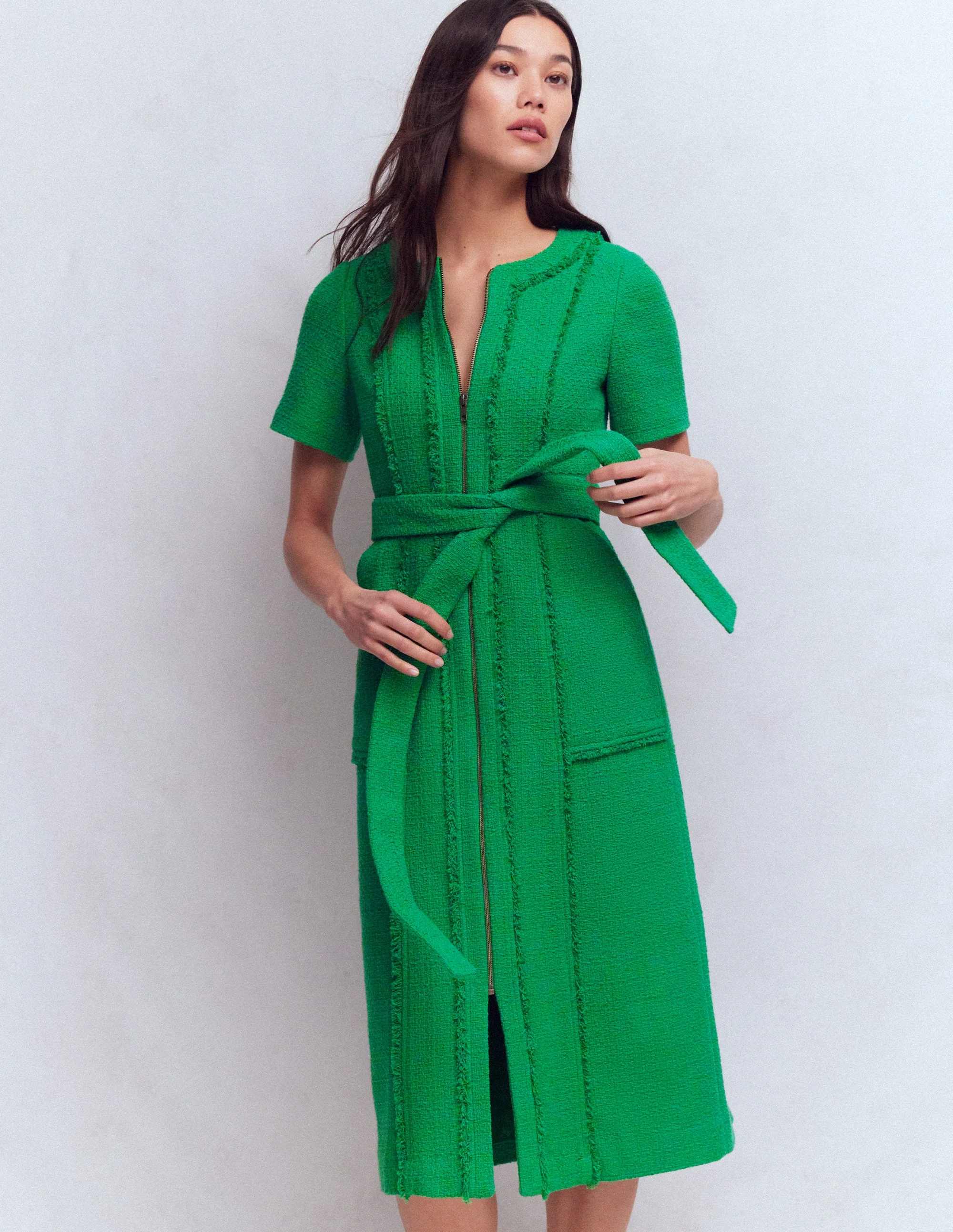 Ruth Texturiertes Kleid mit Reißverschluss-GRÜN - Image 4