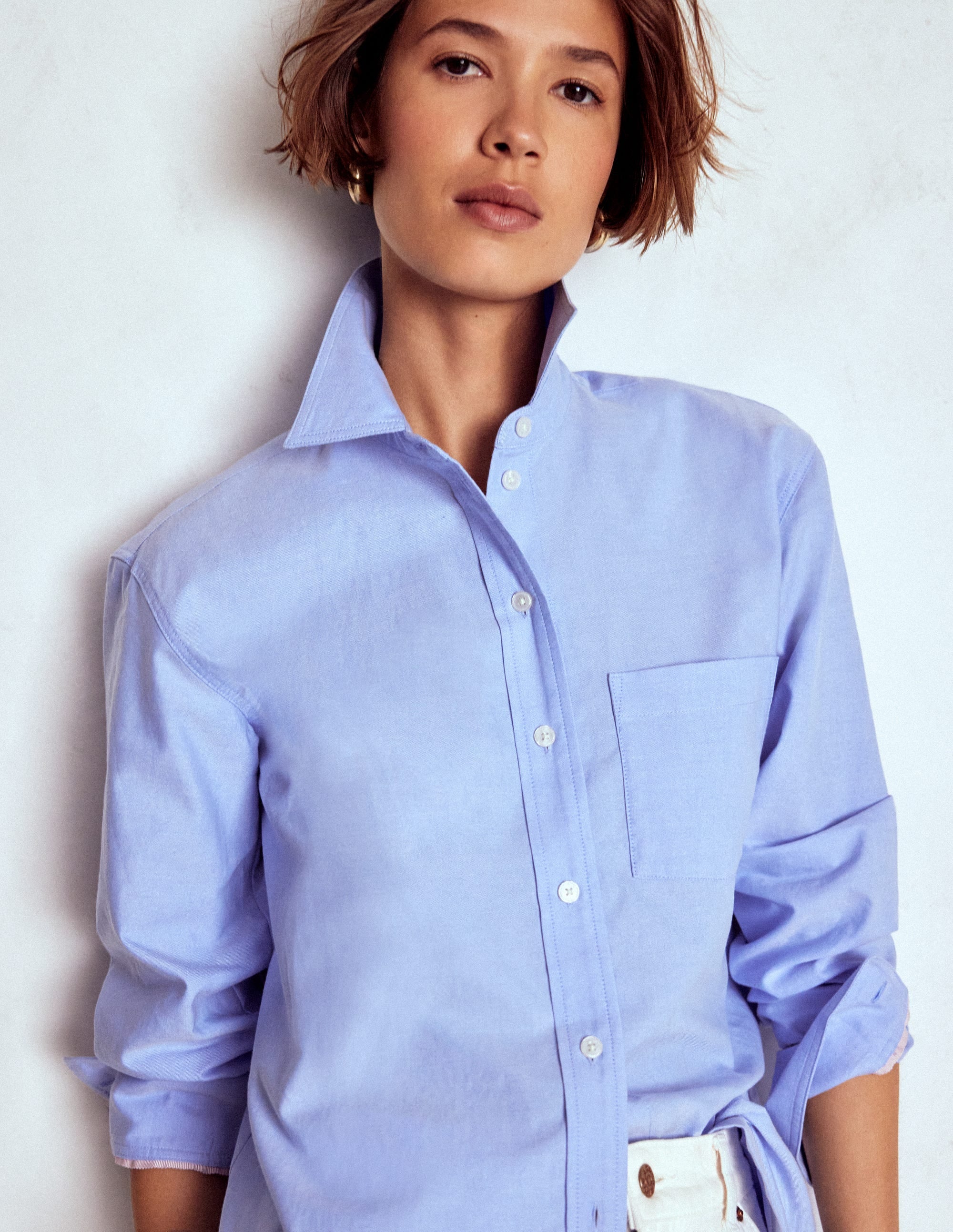Sadie Lockeres Baumwollhemd-Oxford-Blau - Image 3