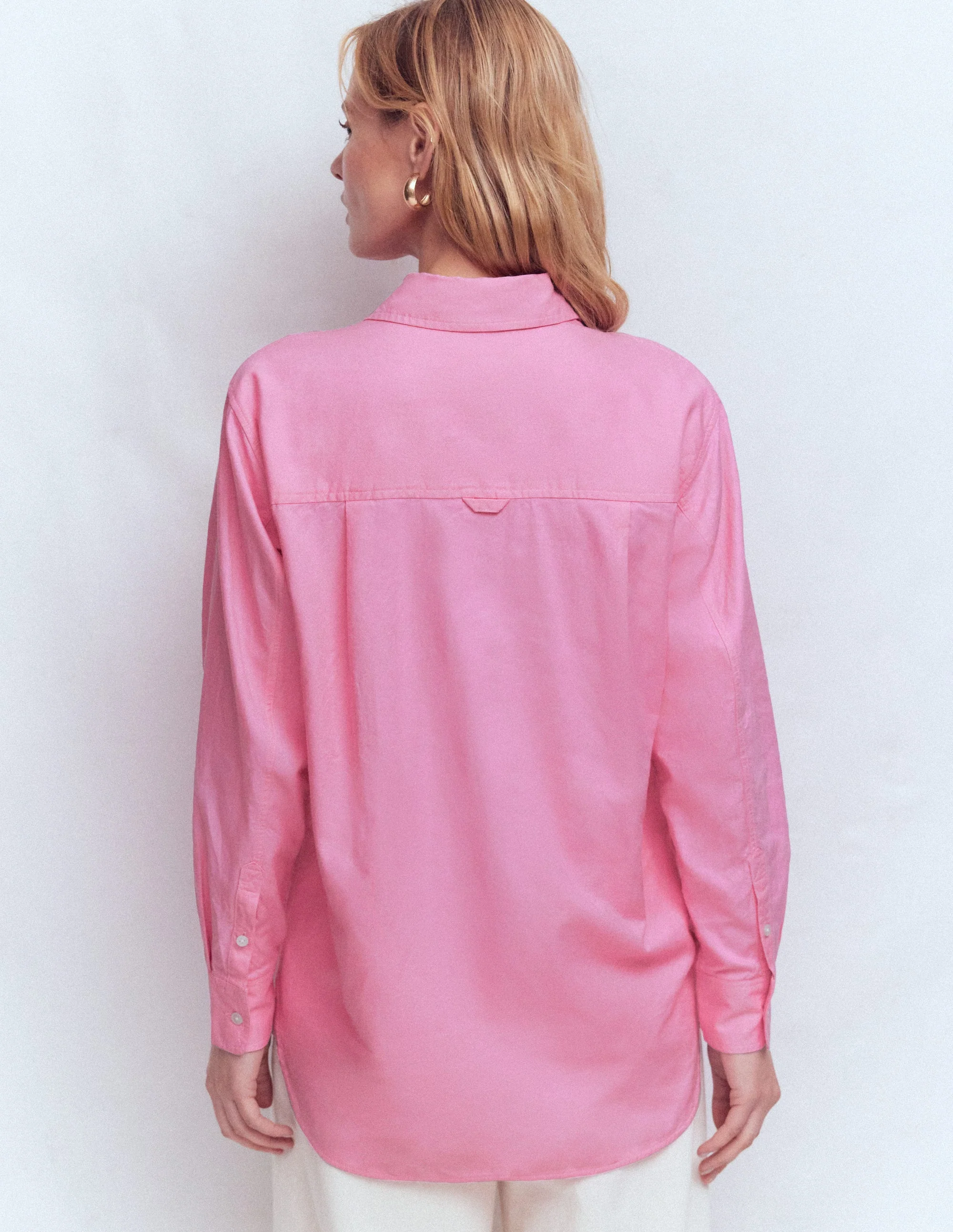 Sadie Lockeres Baumwollhemd-Rosa Blumenmuster Perlenbesetzt Oxford - Image 3
