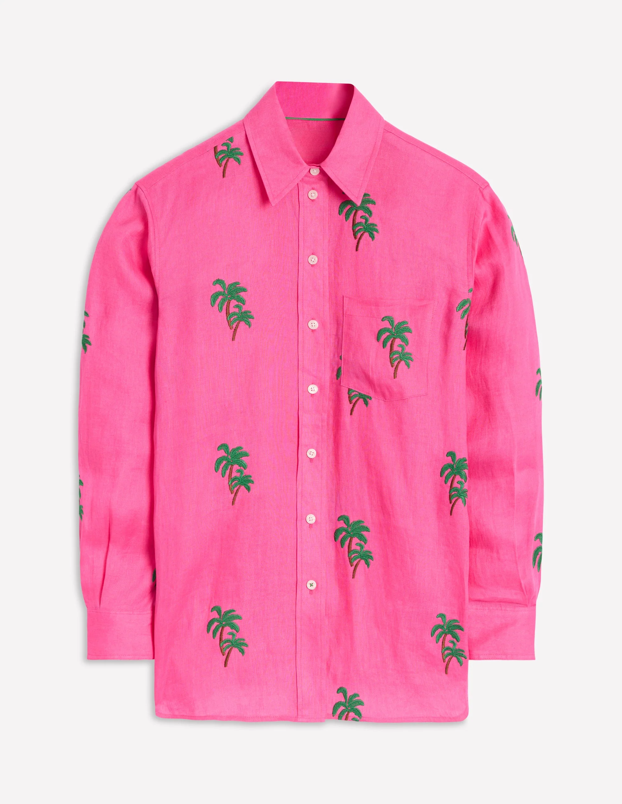 Sadie Lockeres Leinenhemd-Sorbet-Rosa, Palme - Image 7