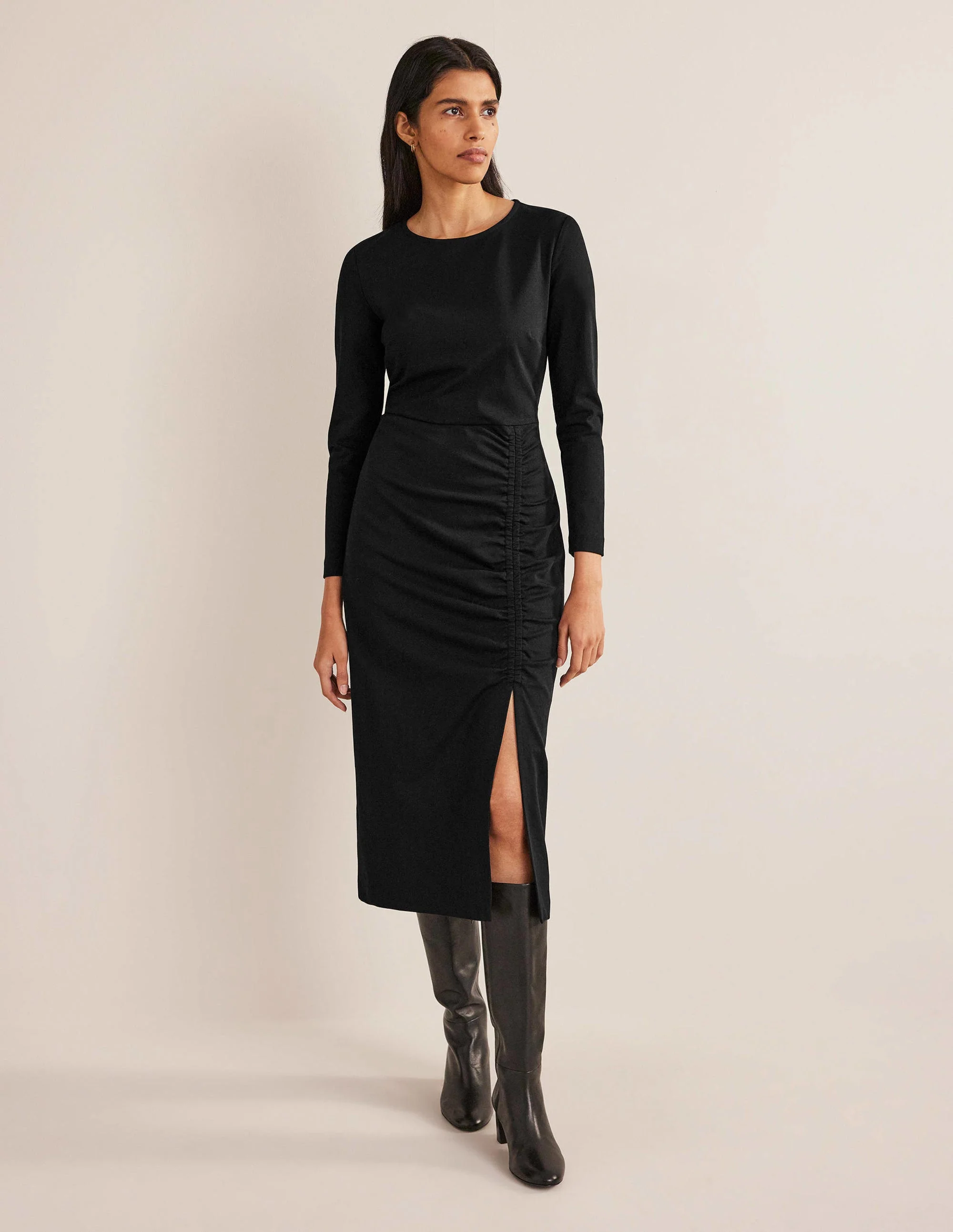 Säulen-Midikleid aus Jersey-Schwarz - Image 4