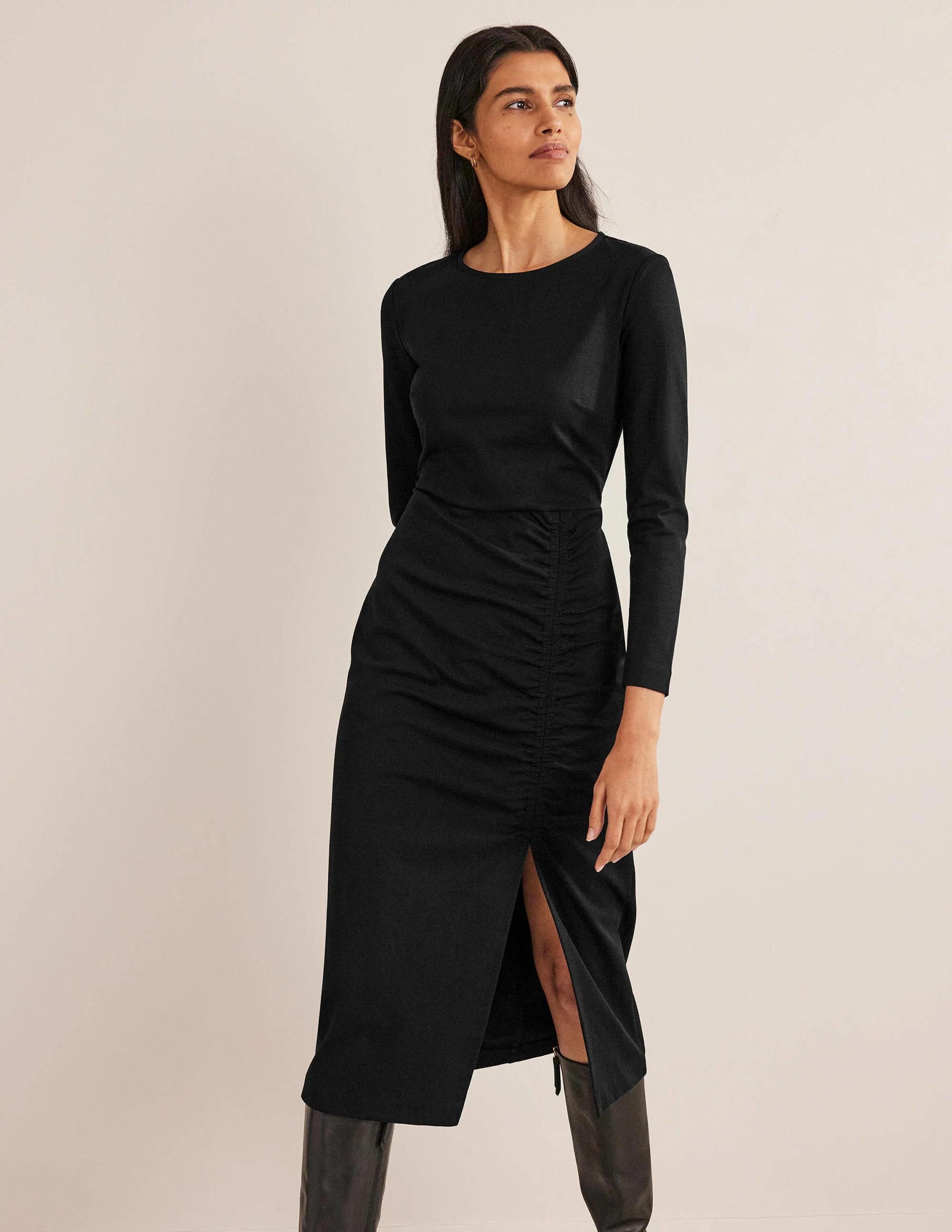 Säulen-Midikleid aus Jersey-Schwarz - Image 5