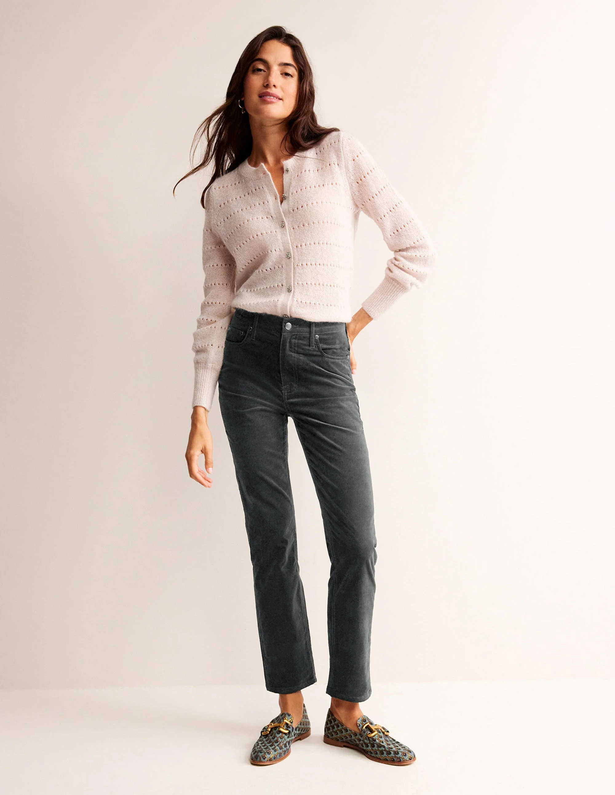 Samtjeans mit Five-Pocket-Design-Asphalt