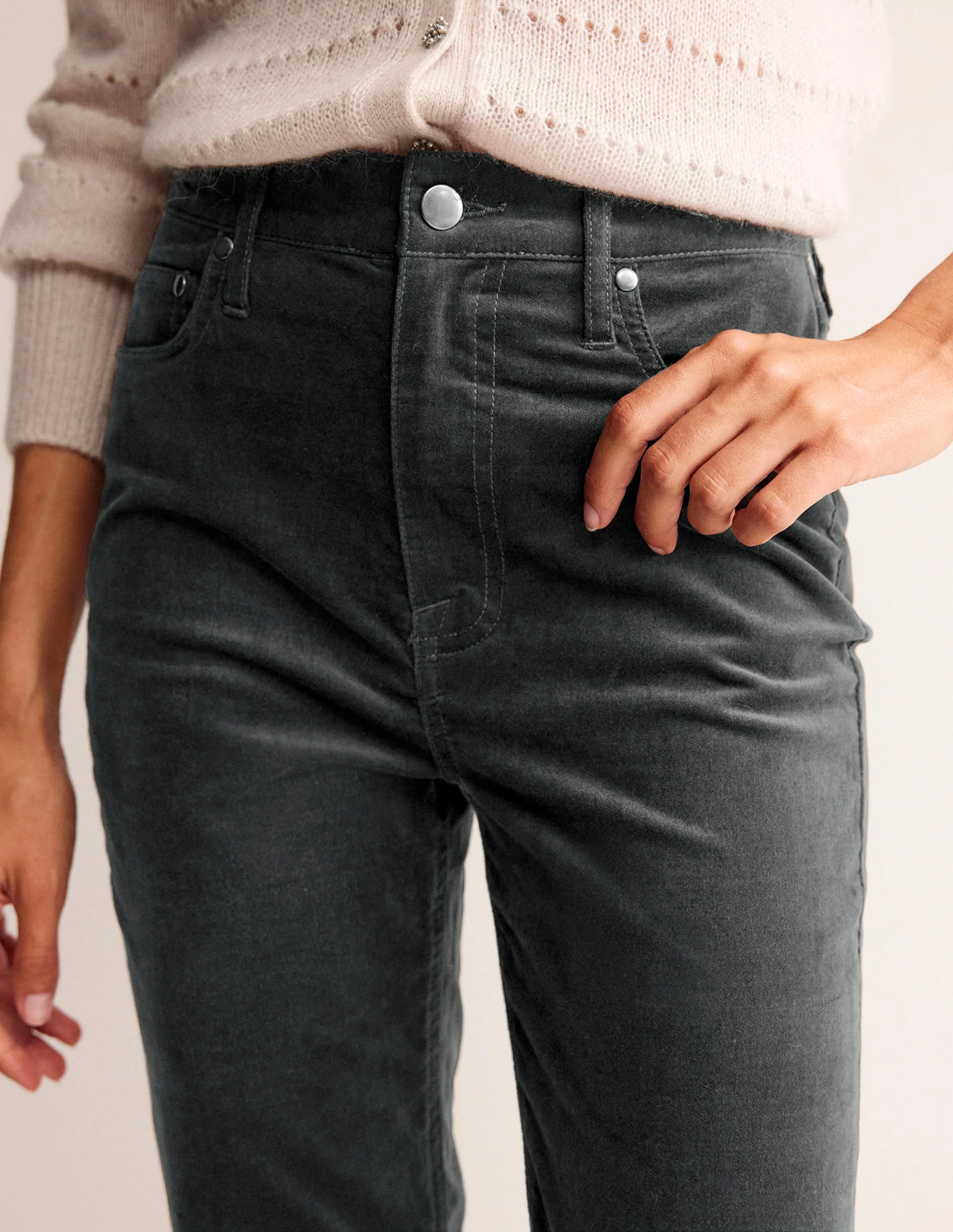 Samtjeans mit Five-Pocket-Design-Asphalt - Image 5