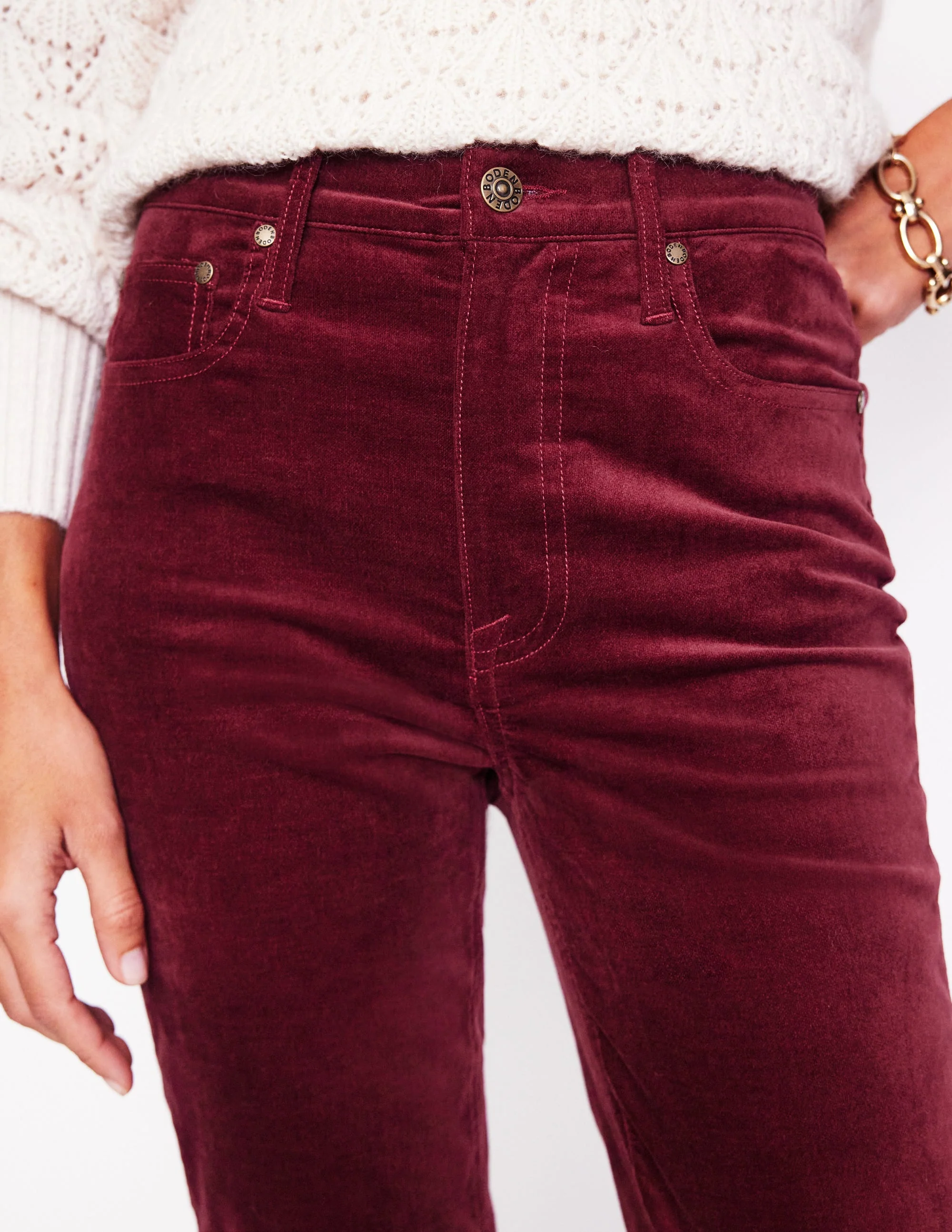 Samtjeans mit Five-Pocket-Design-Kastanie - Image 5
