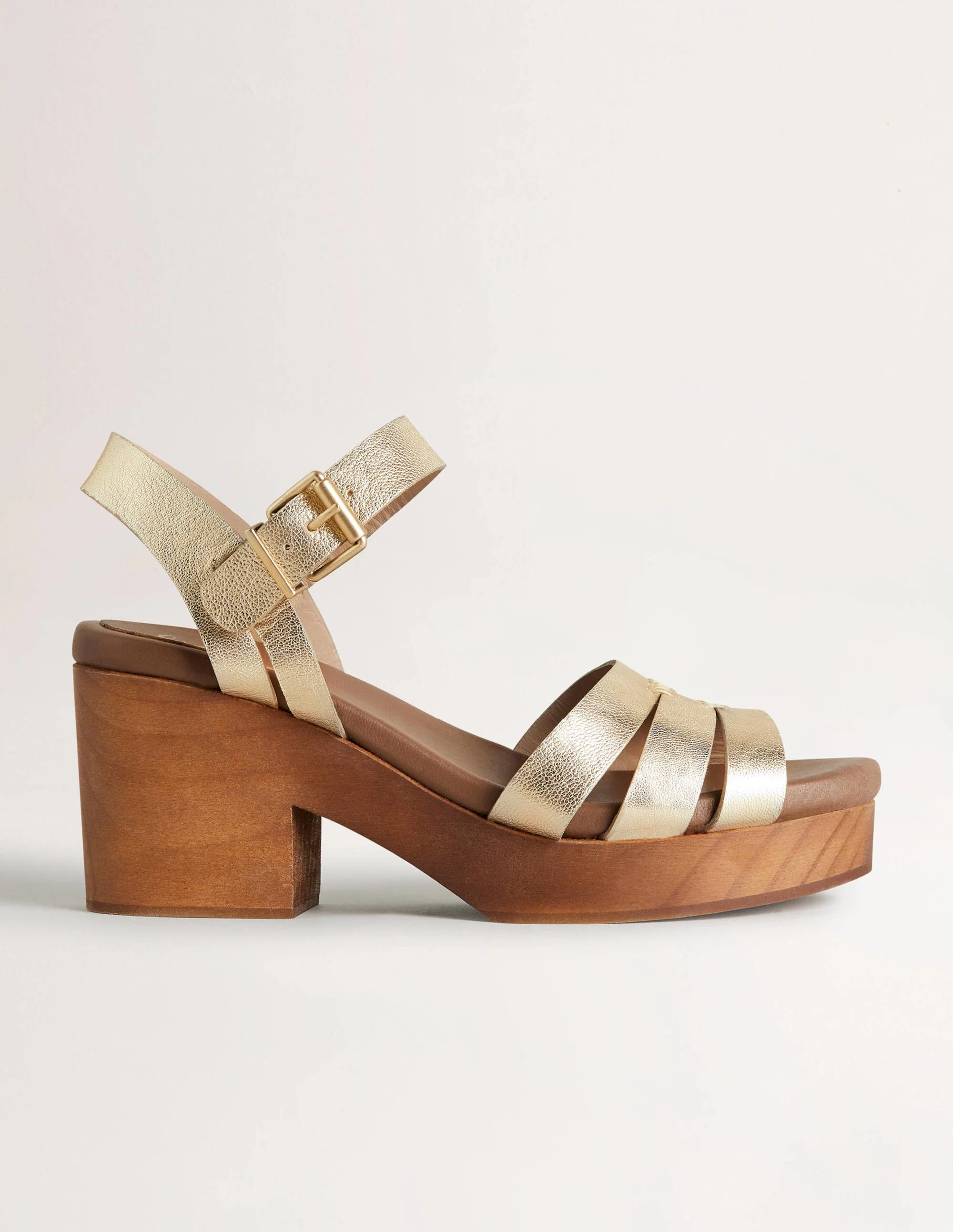 Sandalen-Clogs mit Absatz-Gold