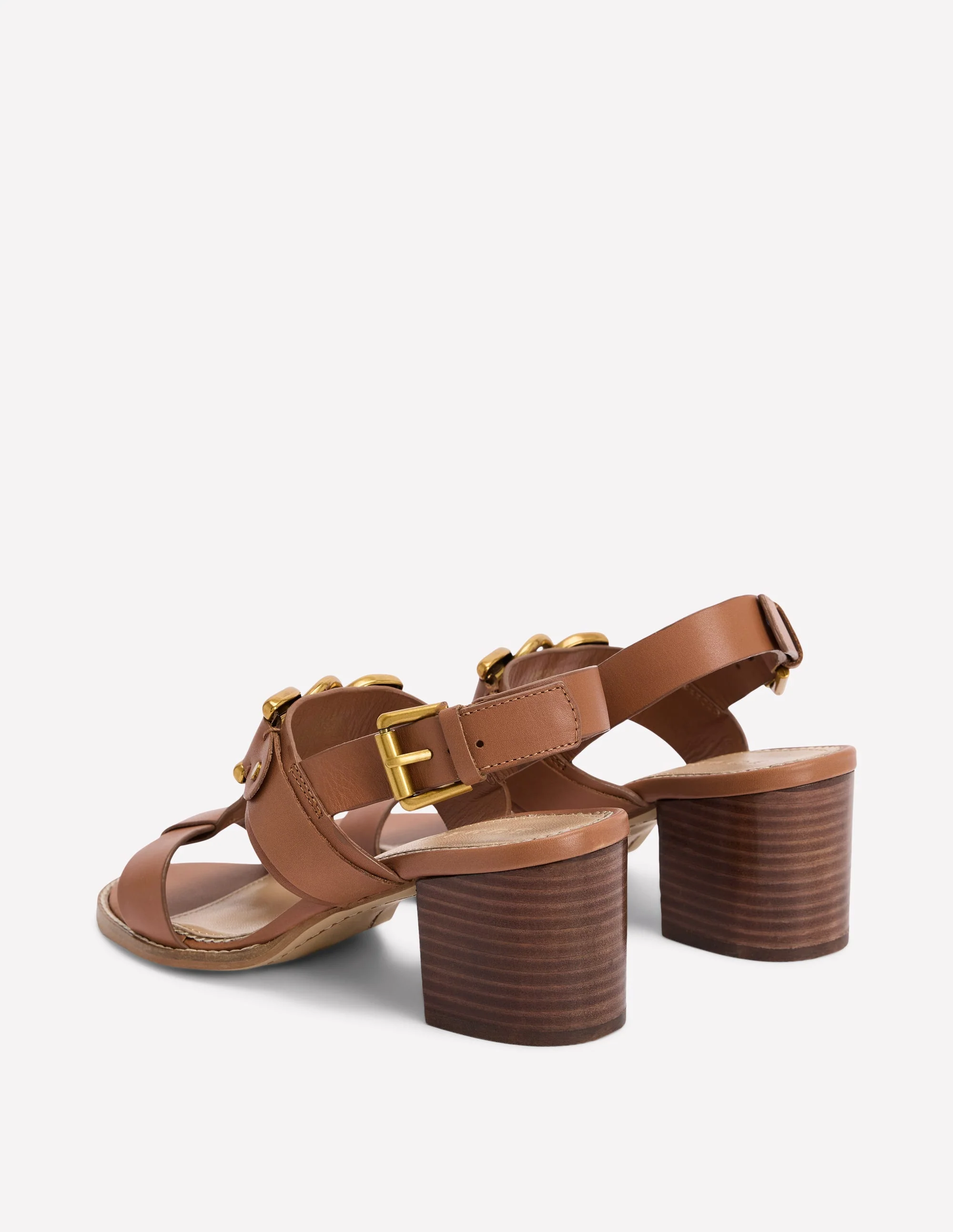 Sandalen mit Blockabsatz und Metallakzenten-Hellbraun - Image 5