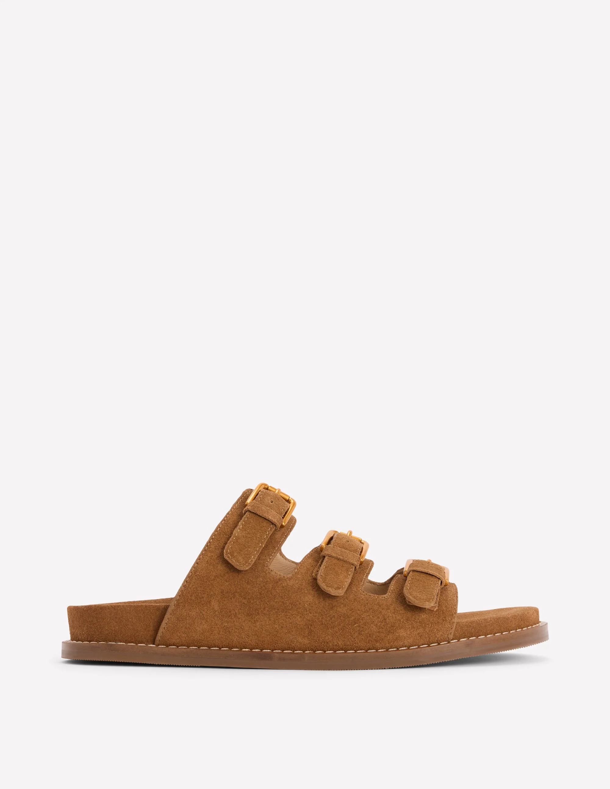 Sandalen mit drei Riemen und Fußbett-Hellbraun