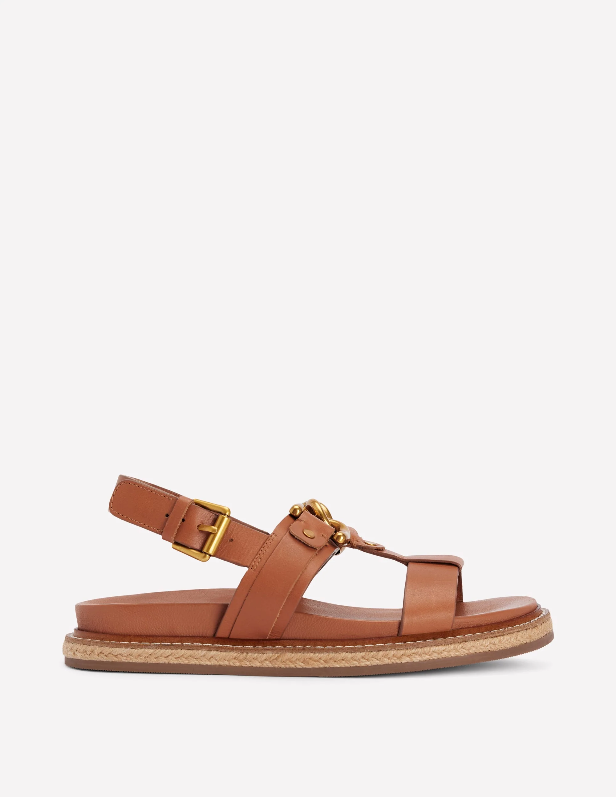Sandalen mit Fußbett und Metalldetail-Hellbraun