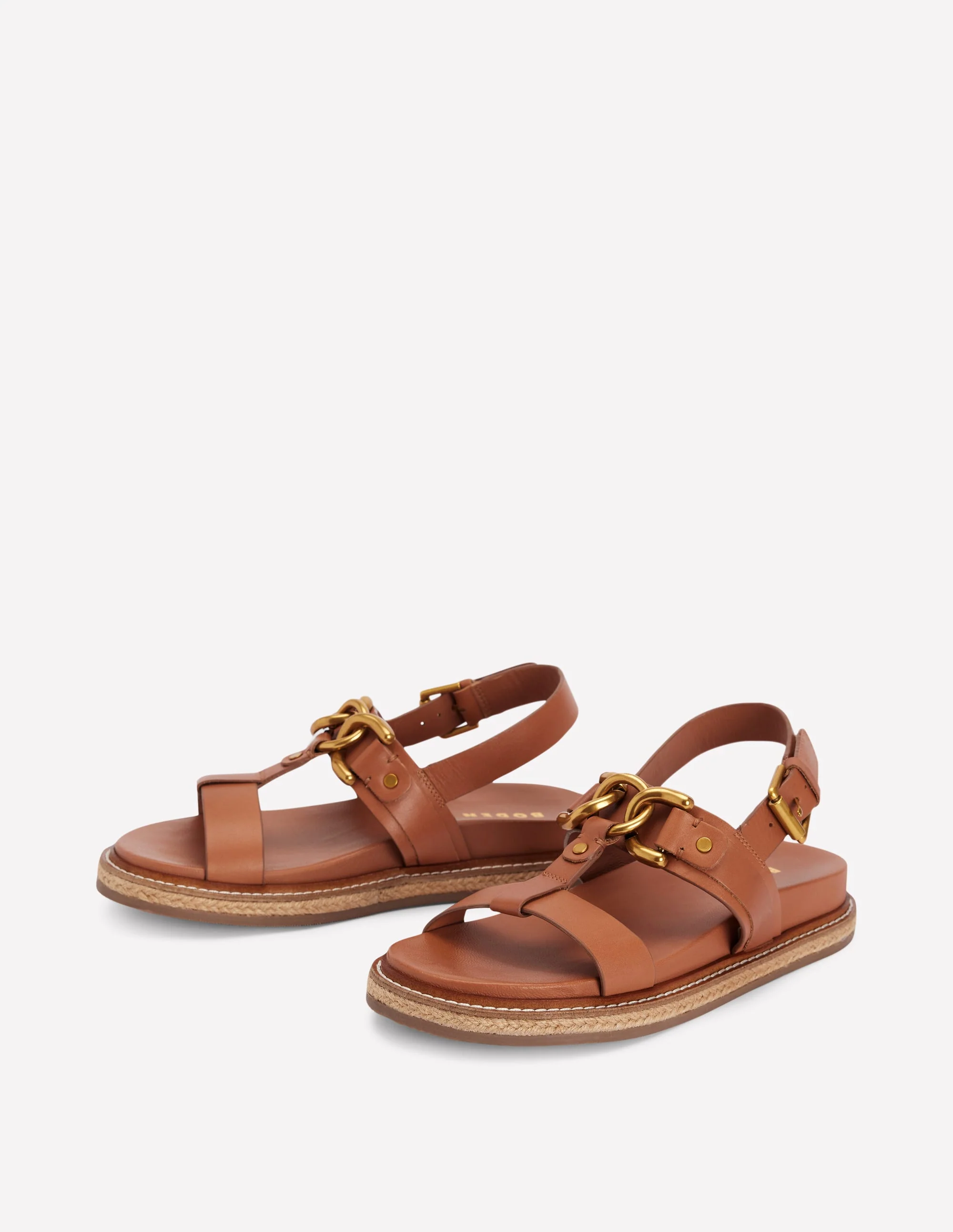 Sandalen mit Fußbett und Metalldetail-Hellbraun - Image 3