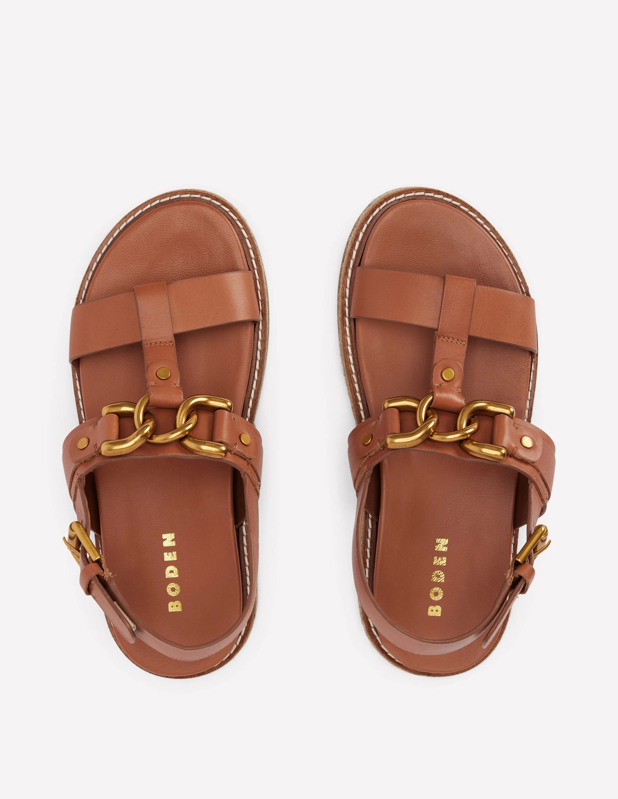 Sandalen mit Fußbett und Metalldetail-Hellbraun - Image 5