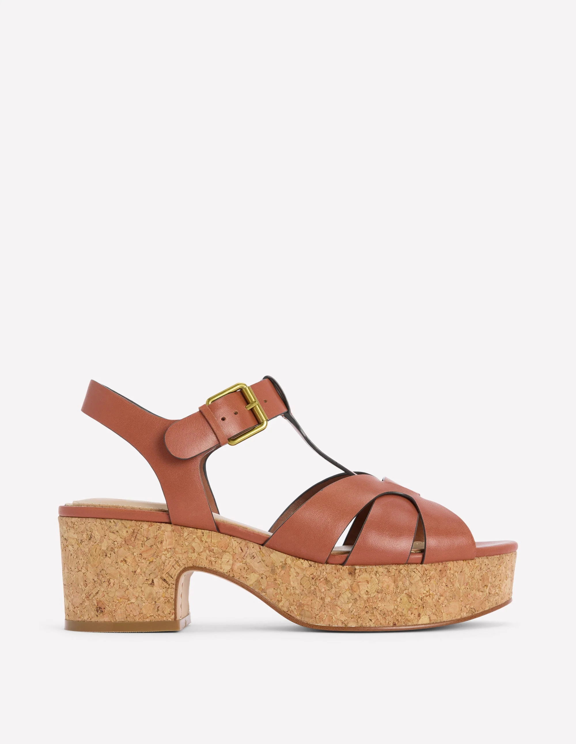 Sandalen mit Keilabsatz und T-Steg-Hellbraun