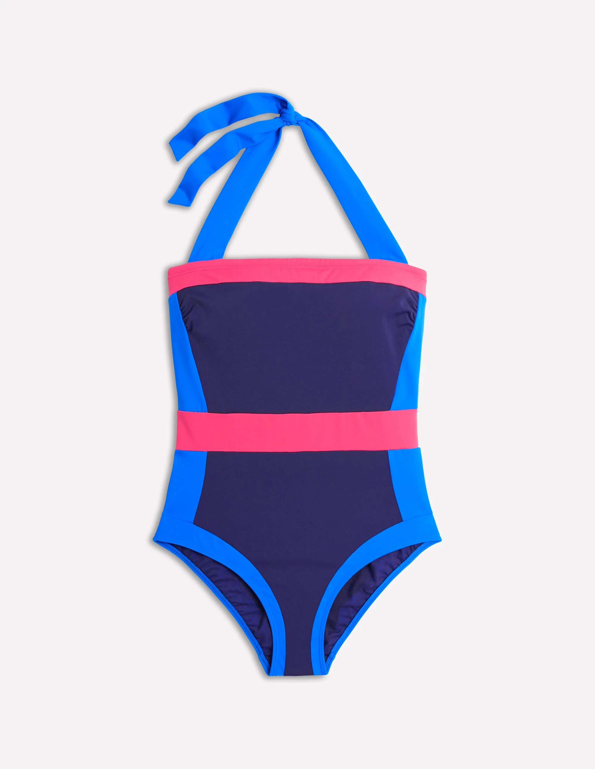 Santorini Neckholder-Badeanzug-Marineblau/Intensives Korallenrot/Blau - Image 8