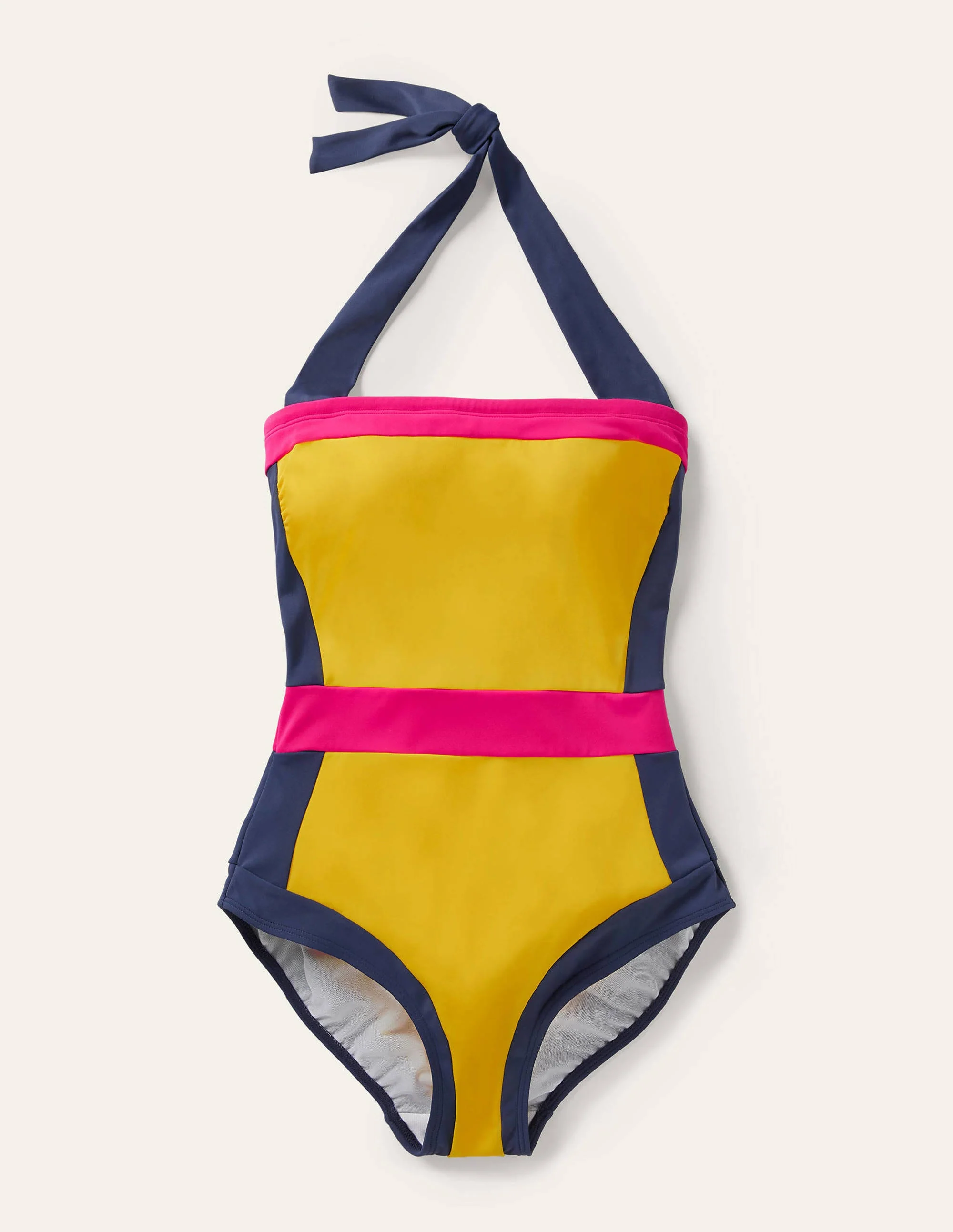 Santorini Neckholder-Badeanzug-Neongelb, Blockfarben - Image 7