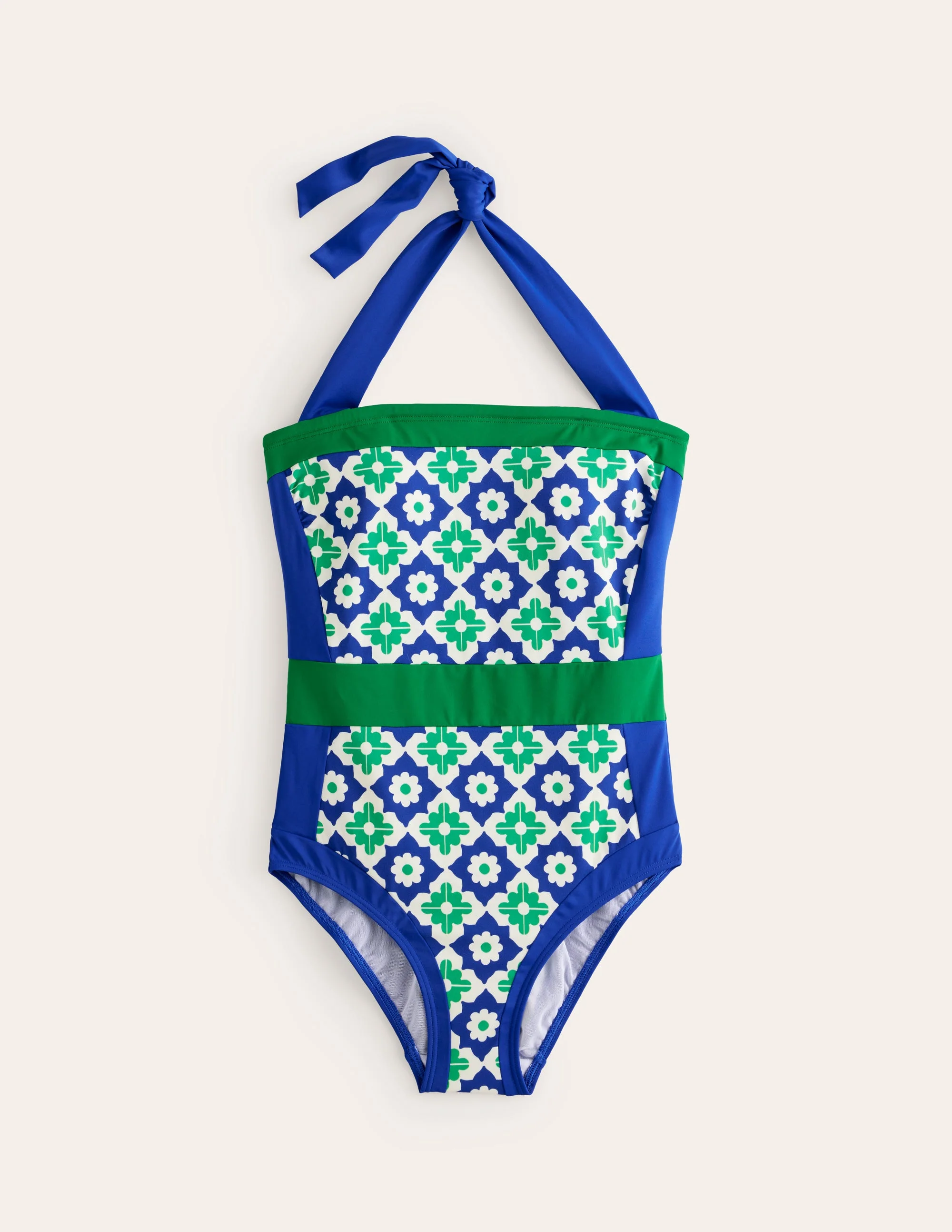 Santorini Neckholder-Badeanzug-Surf The Web, Geometrischer Stempel - Image 6