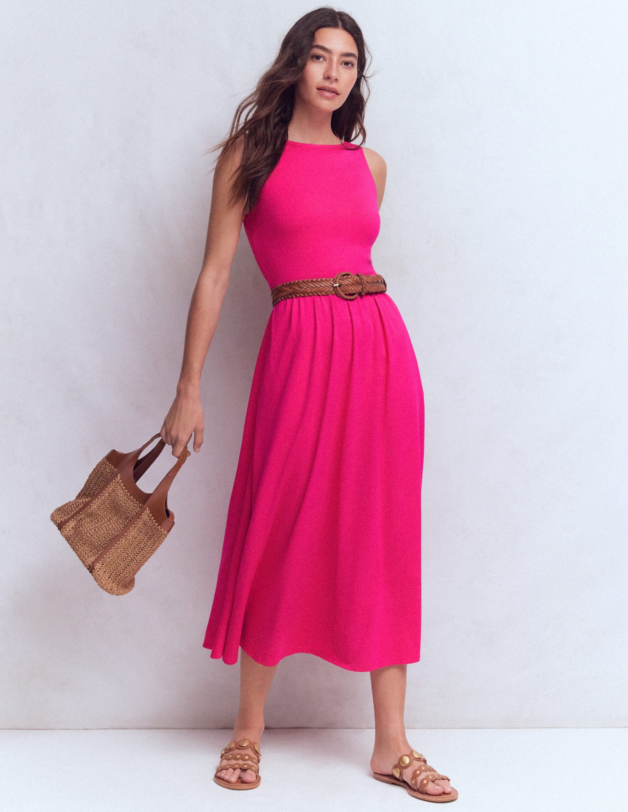 Saoirse Gesmoktes Jerseykleid-Hellrosa