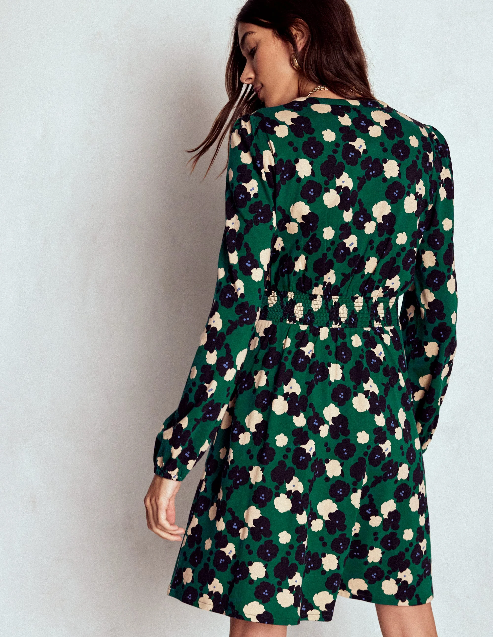 Sarah Kurzes Jerseykleid-Dunkles Smaragdgrün, Gartenblüte - Image 4