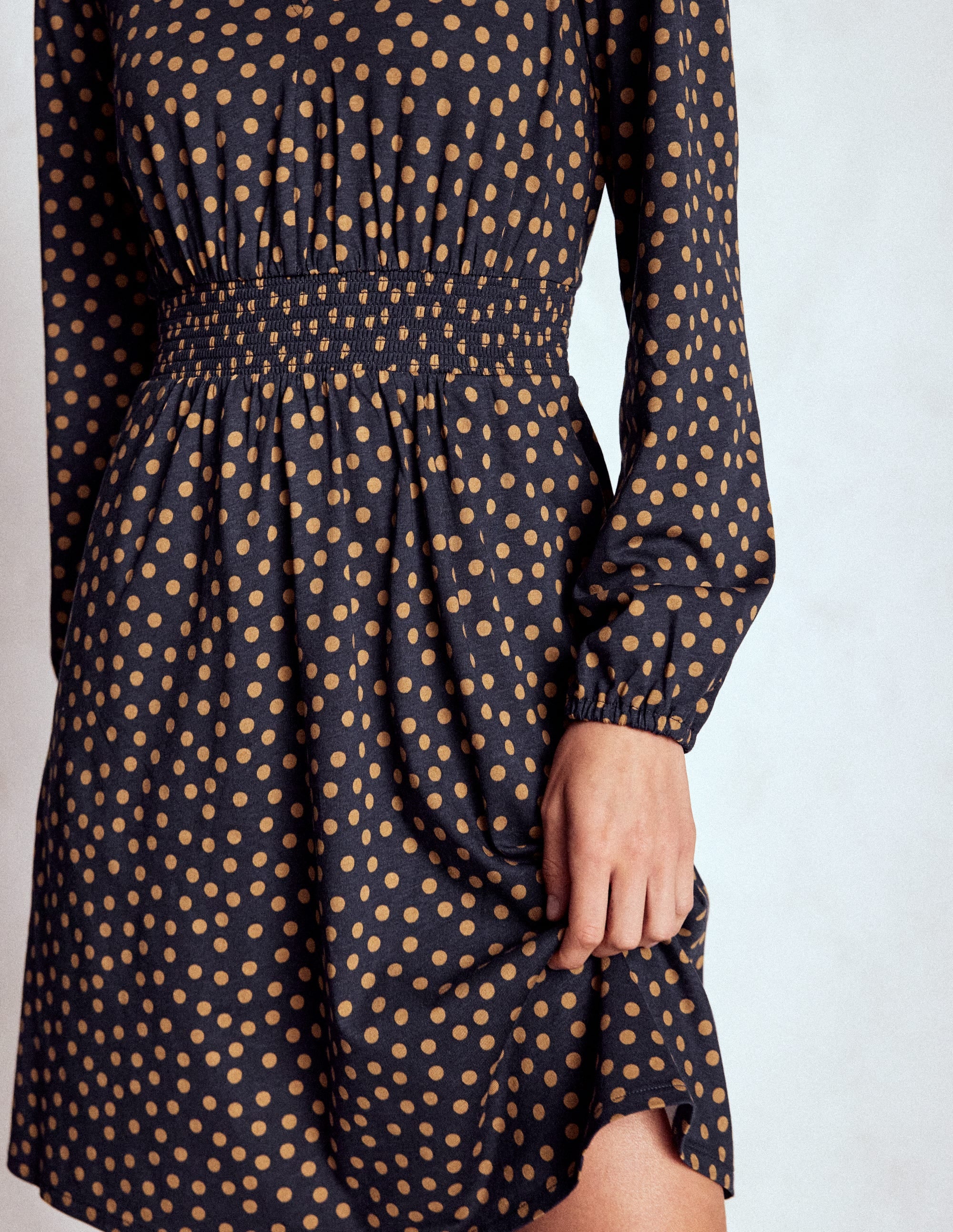 Sarah Kurzes Jerseykleid-Französisches Marineblau, Dijon-Punkte - Image 2