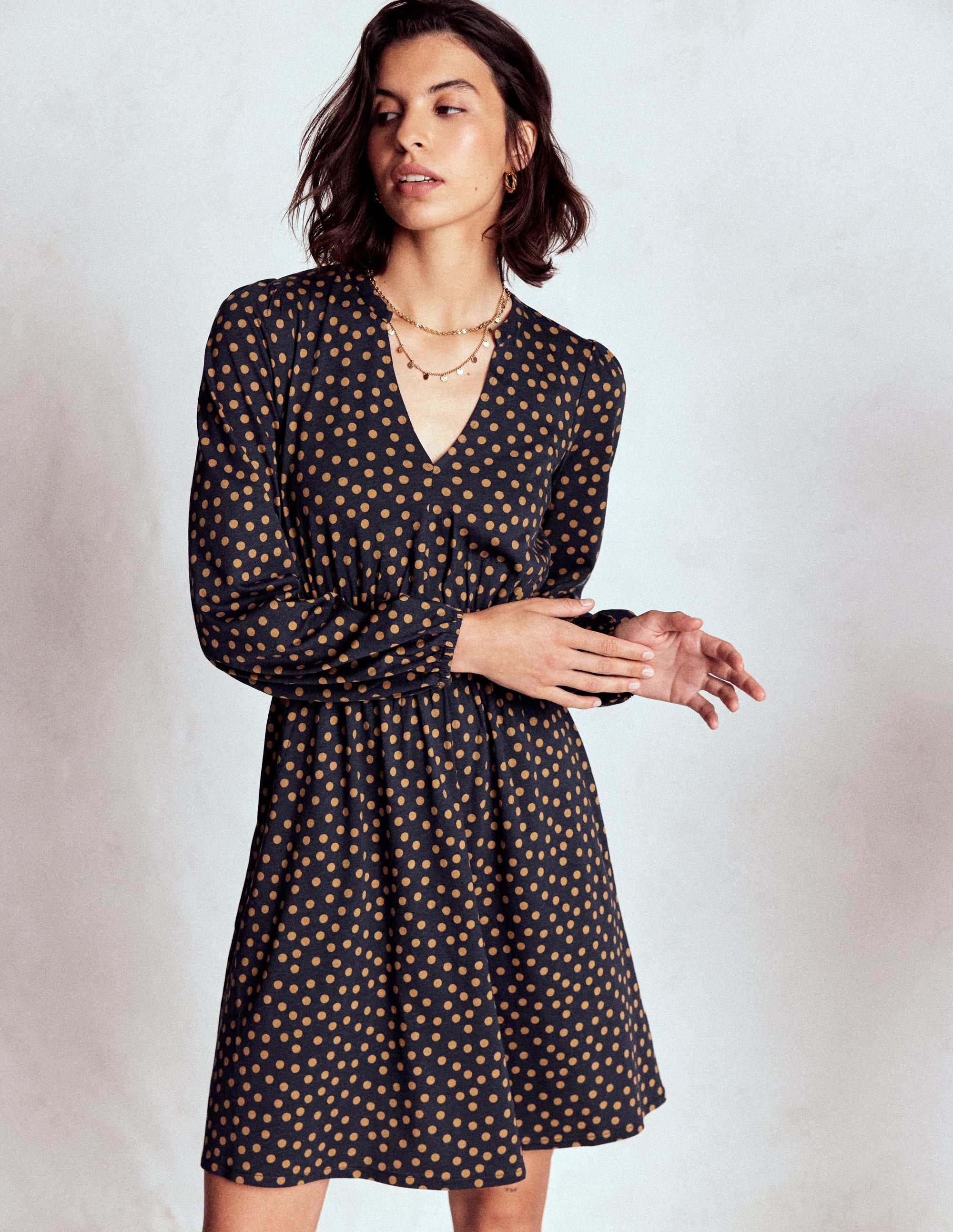Sarah Kurzes Jerseykleid-Französisches Marineblau, Dijon-Punkte - Image 5