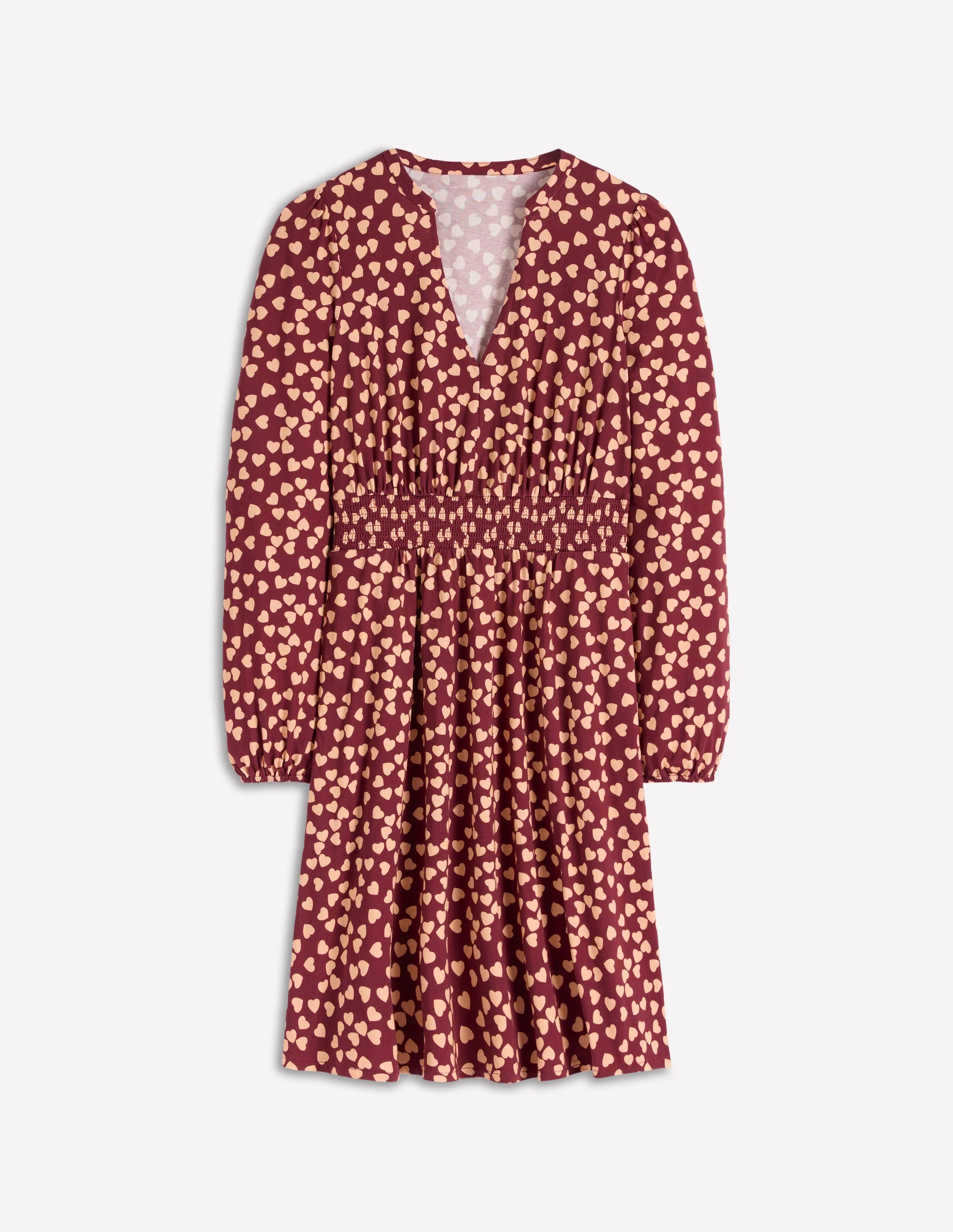 Sarah Kurzes Jerseykleid-Kastanienbraun, Herzkaskade - Image 5