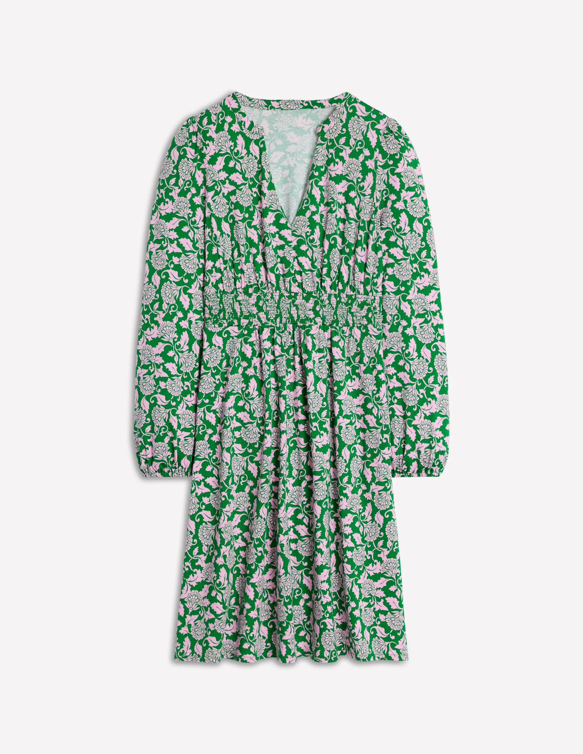 Sarah Kurzes Jerseykleid-Sattes Smaragdgrün, Rebenornament - Image 6