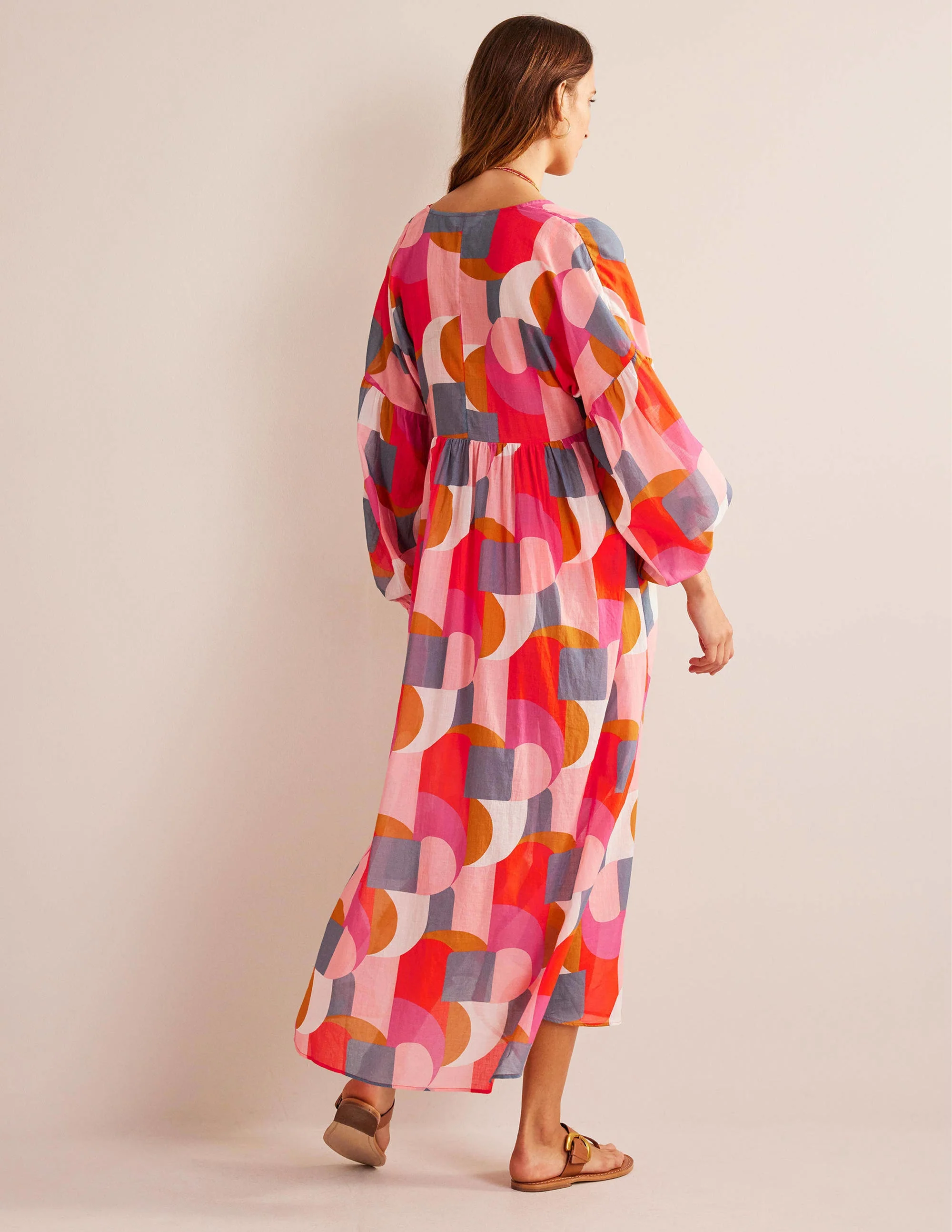 Sarah Maxi-Kaftankleid-Festivalrosa, Geometric Swirl - Image 3