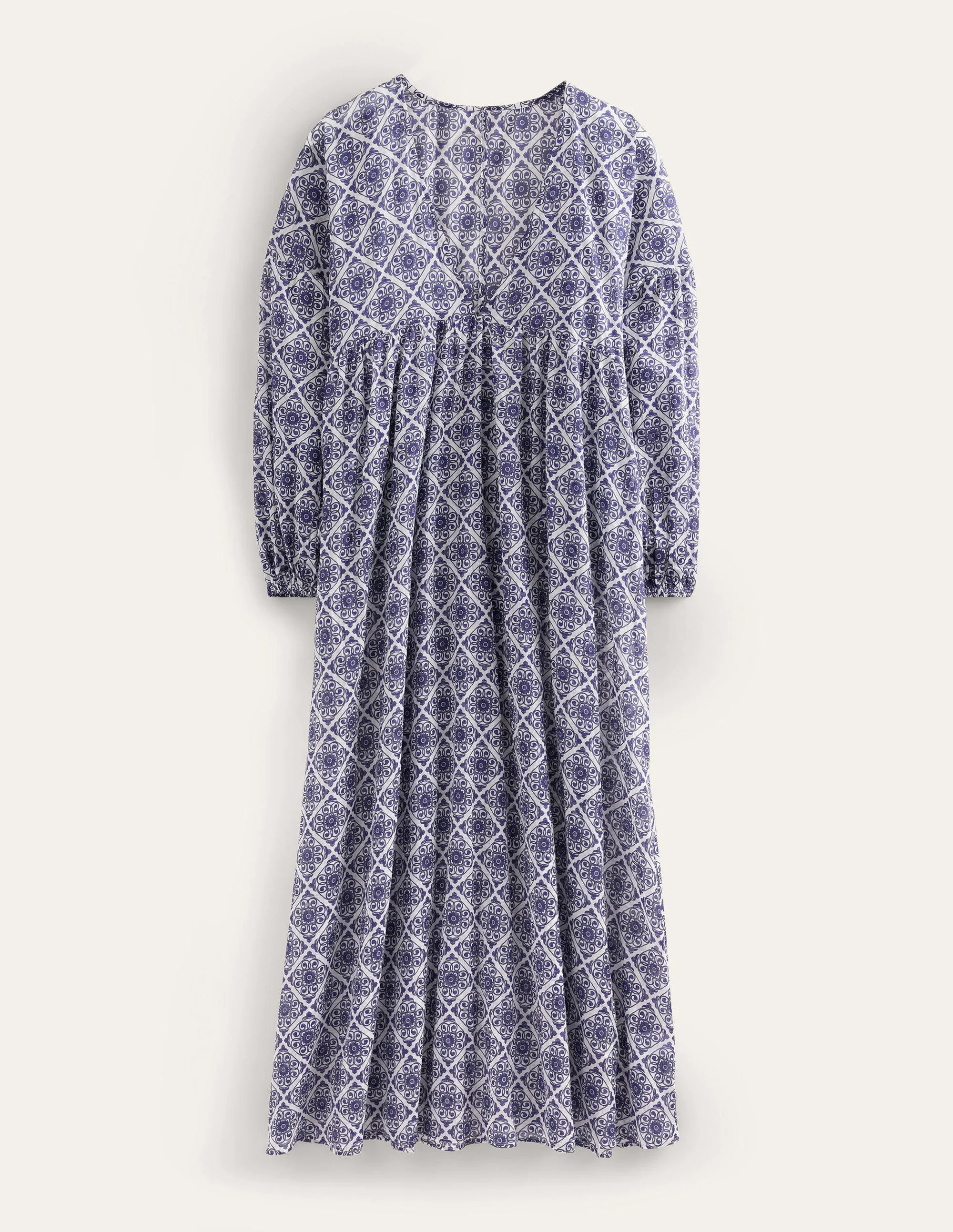 Sarah Maxi-Kaftankleid-Naturweiß, Blumen-Wirbelmuster - Image 5