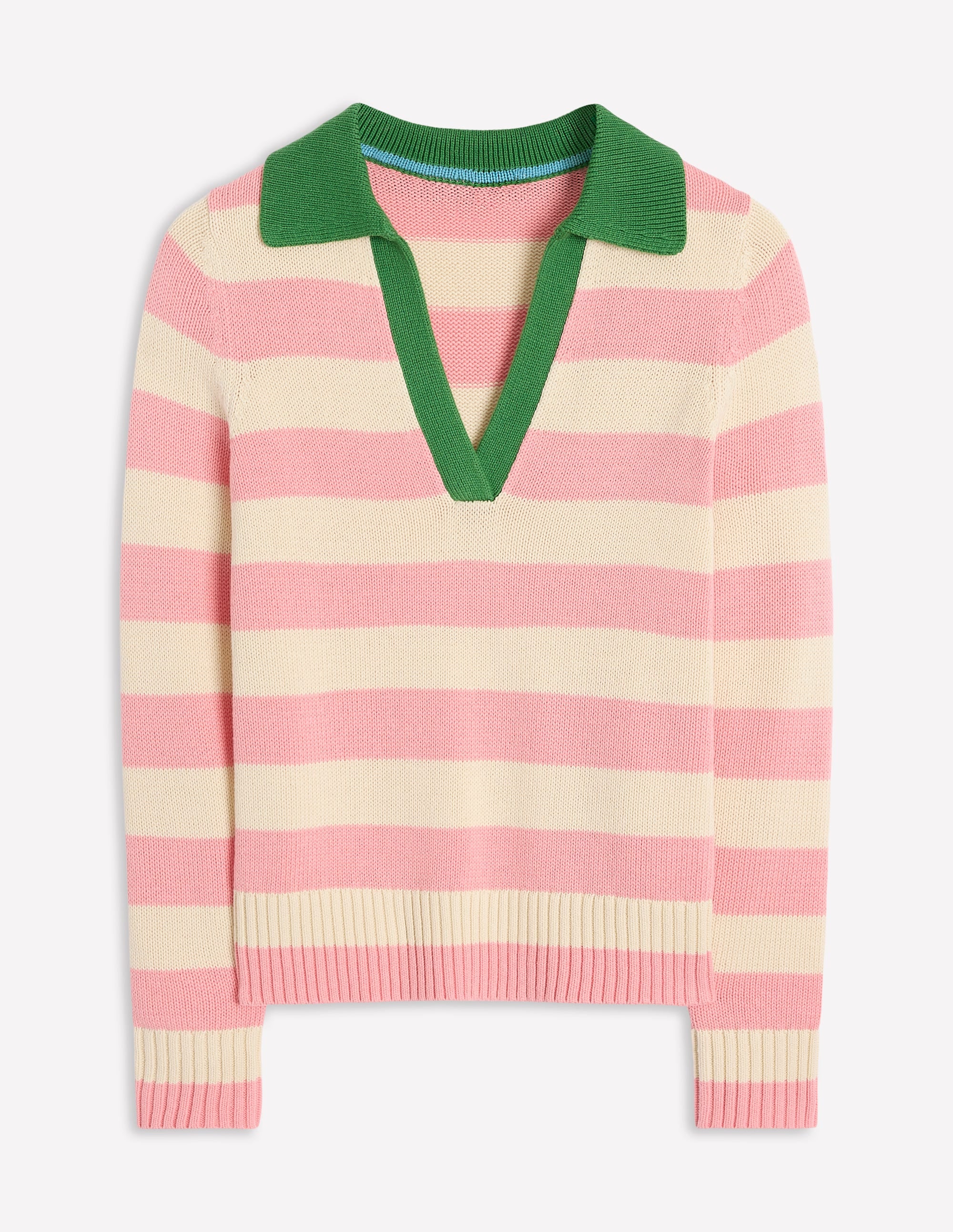 Sasha Gestreiftes Henley-Shirt aus Baumwolle-Quarzrosa und Naturweiß Streifen - Image 7