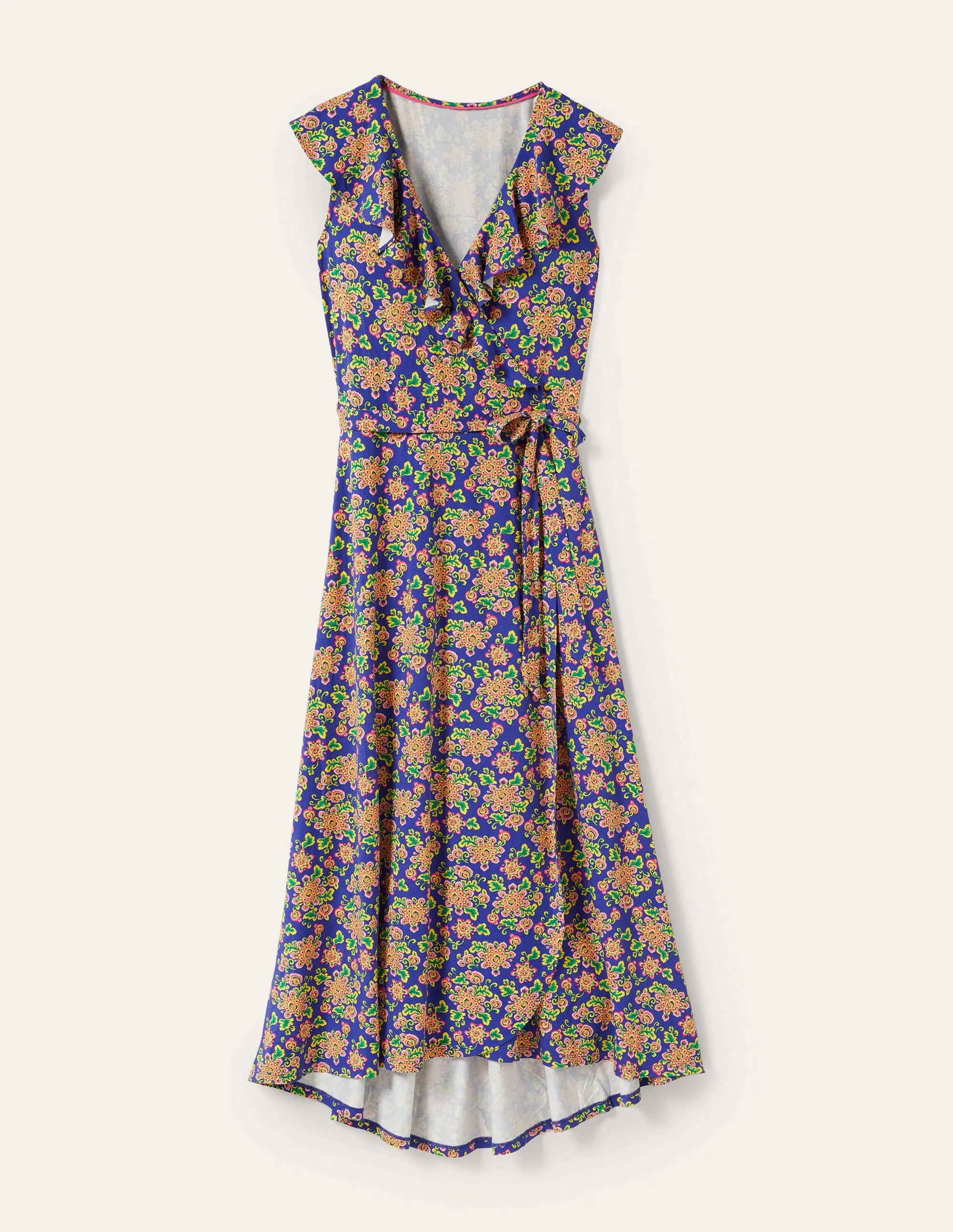 Saskia Maxi-Wickelkleid aus Jersey-Atlantischer Ozean, Wildblumen - Image 9