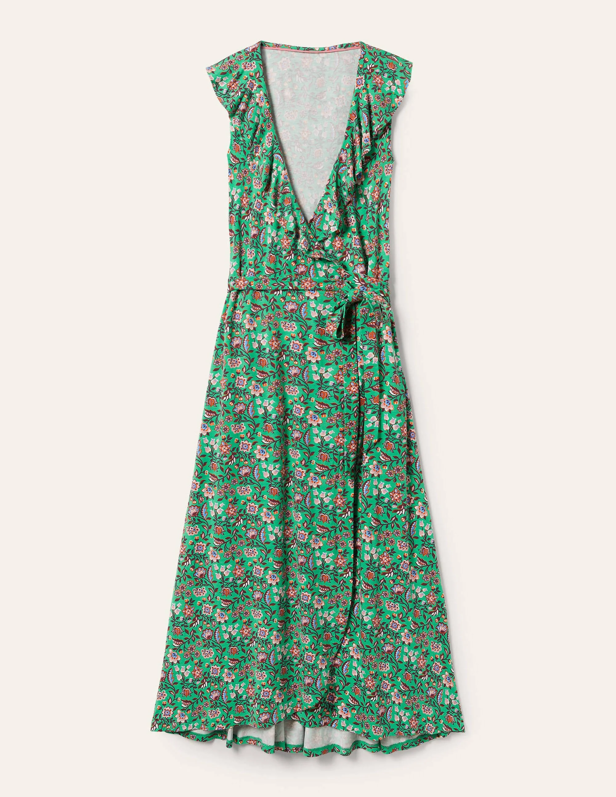Saskia Maxi-Wickelkleid aus Jersey-Grüne Lagune, Orientalische Wiese - Image 5