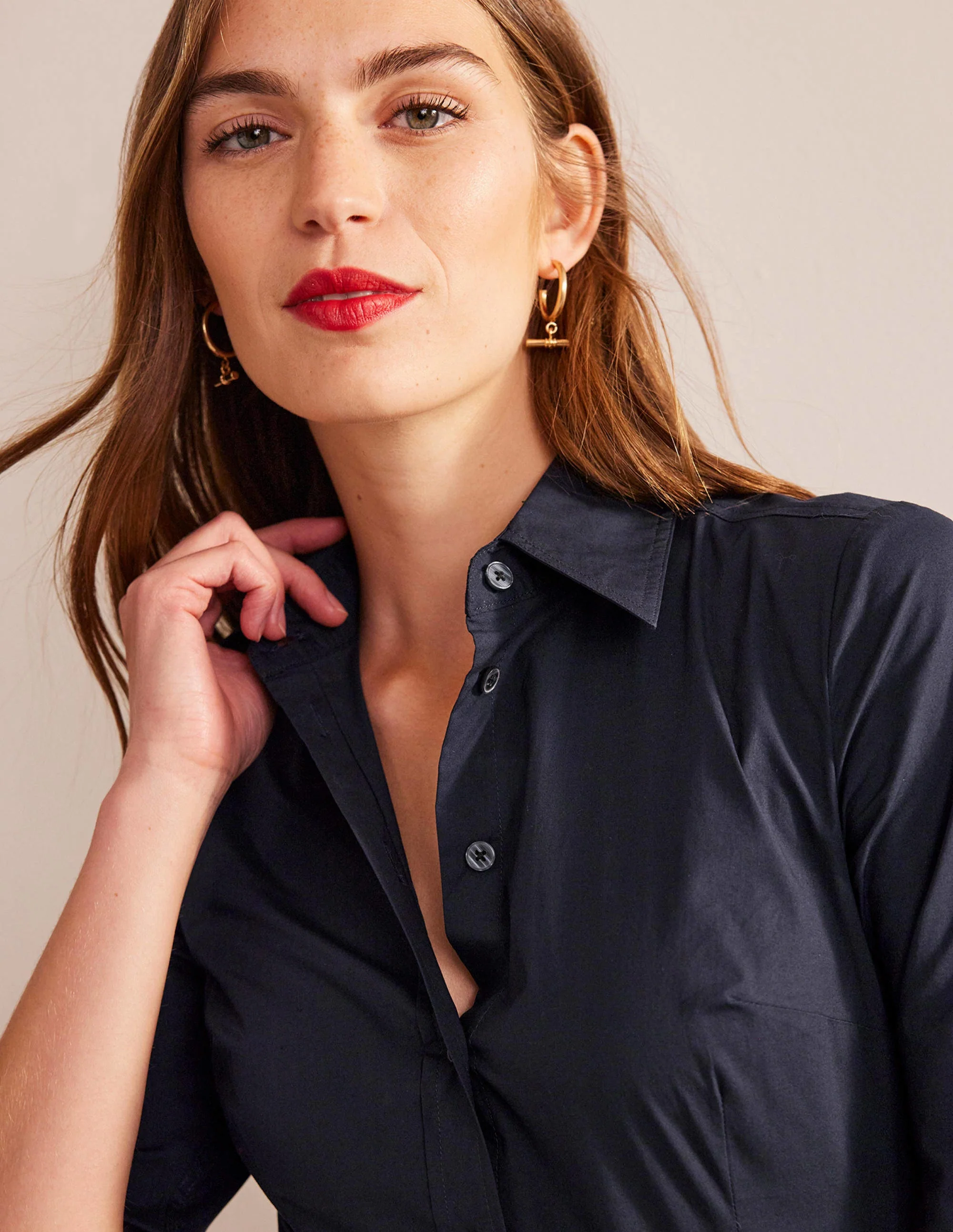 Saskia Stretch-Baumwollhemd-Aqua Marine Marl - Image 2