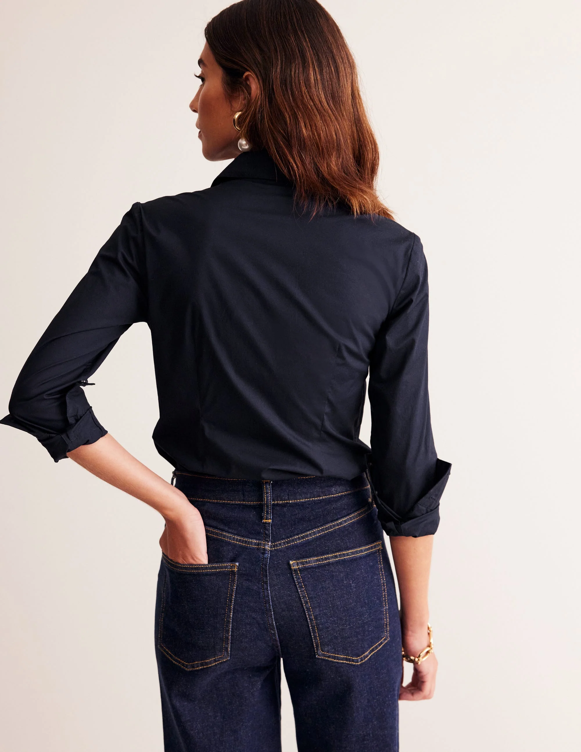 Saskia Stretch-Baumwollhemd-Aqua Marine Marl - Image 3