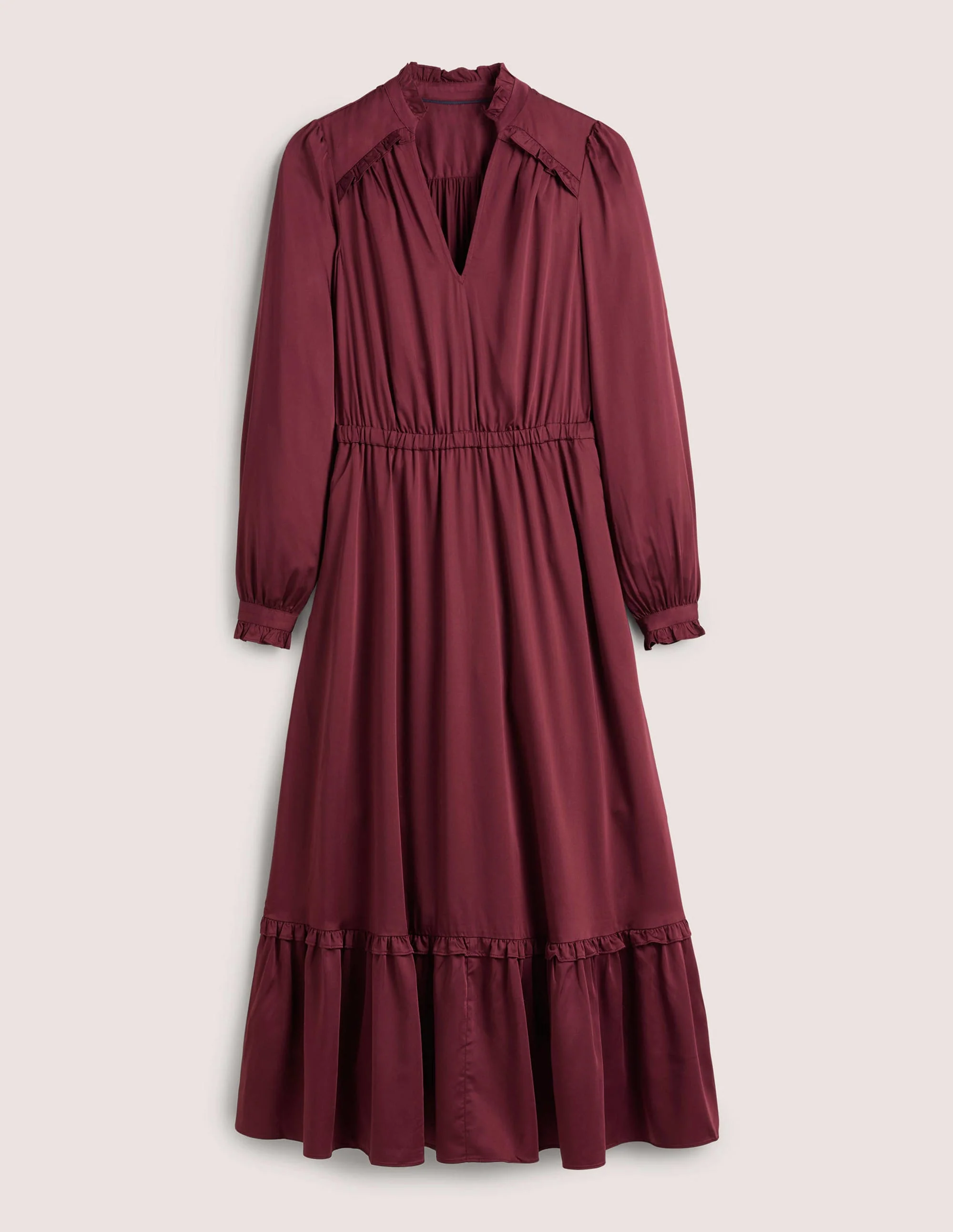 Satin-Midikleid mit Plisseefalten-Glühweinrot - Image 7
