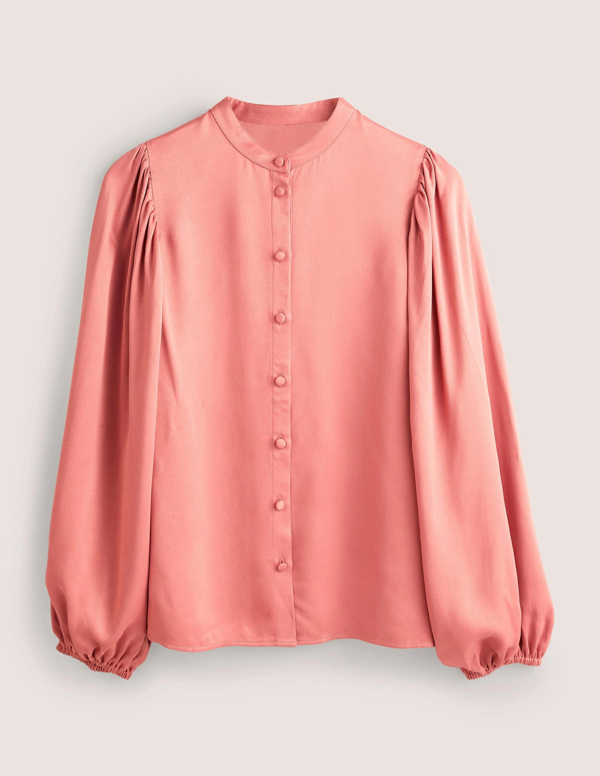 Satinhemd mit Blousonärmeln-Graurosa - Image 5