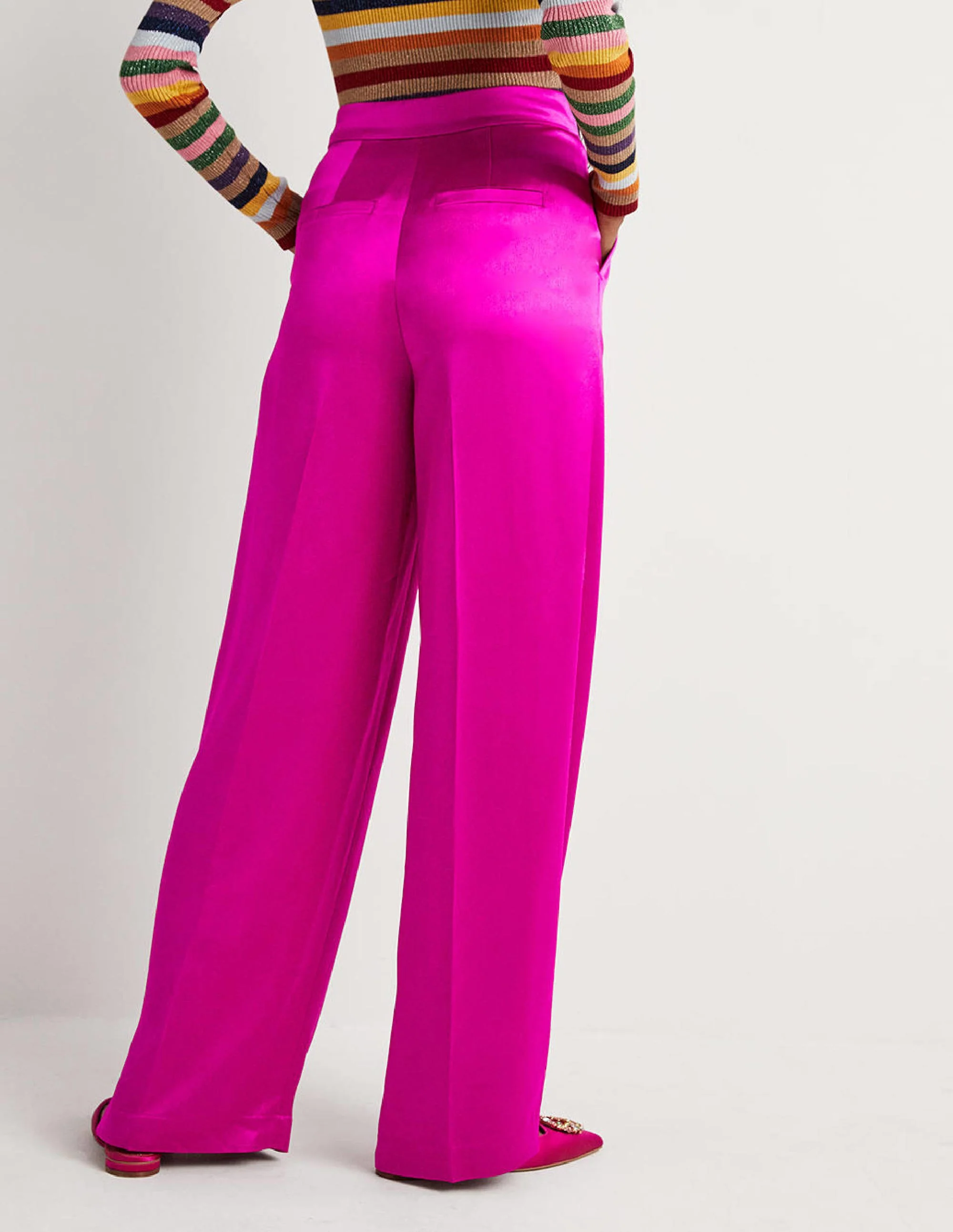 Satinhose mit weitem Bein-Fuchsie, Satin - Image 3