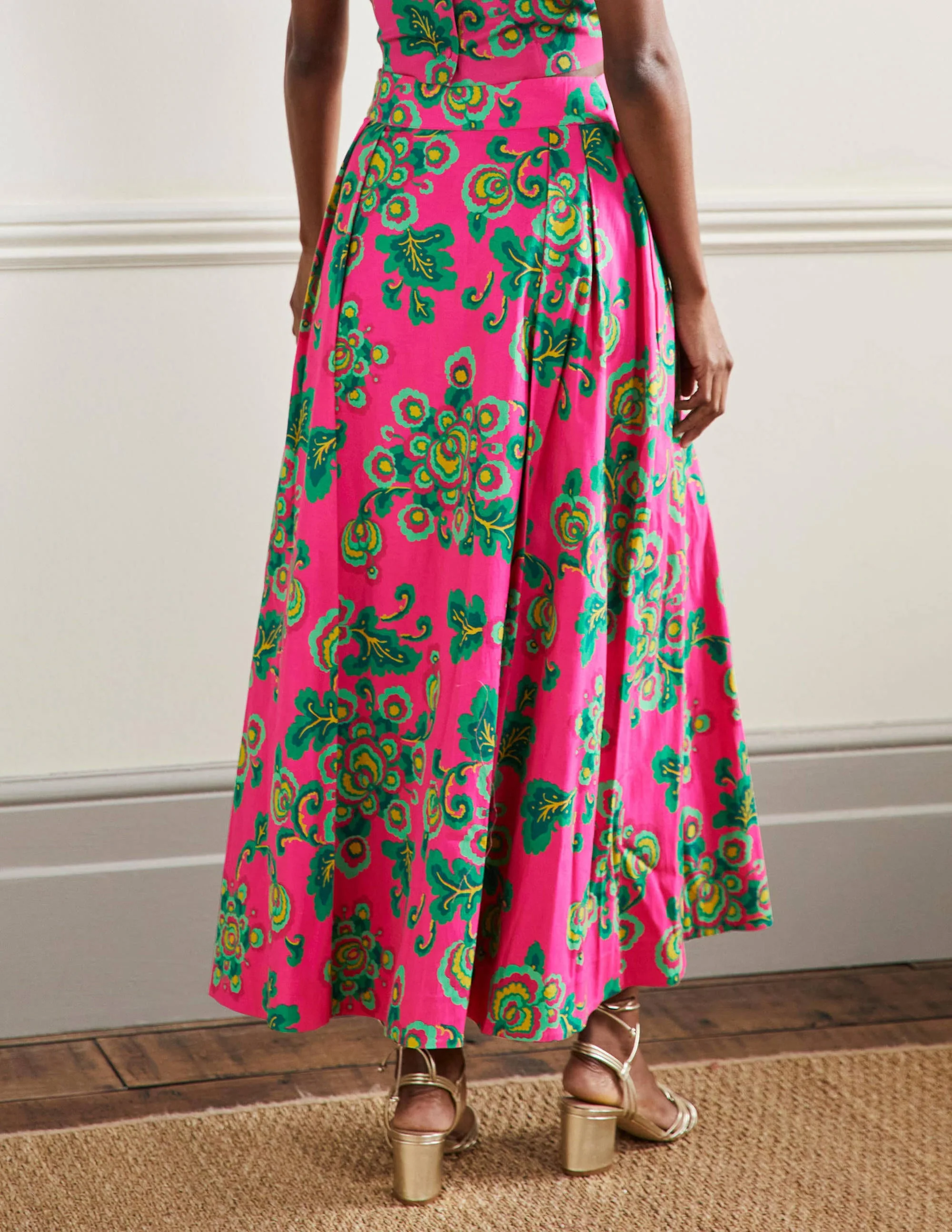 Scarlett Gemusterter Midirock-Pink, Wildblumen - Image 3