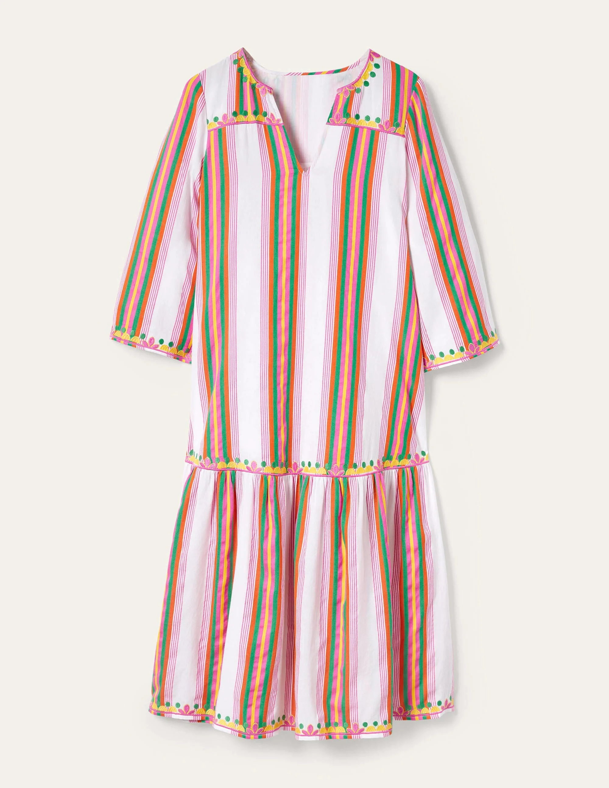 Schlichtes gestuftes Maxikleid-Regenbogenfarben, Gestreift - Image 8