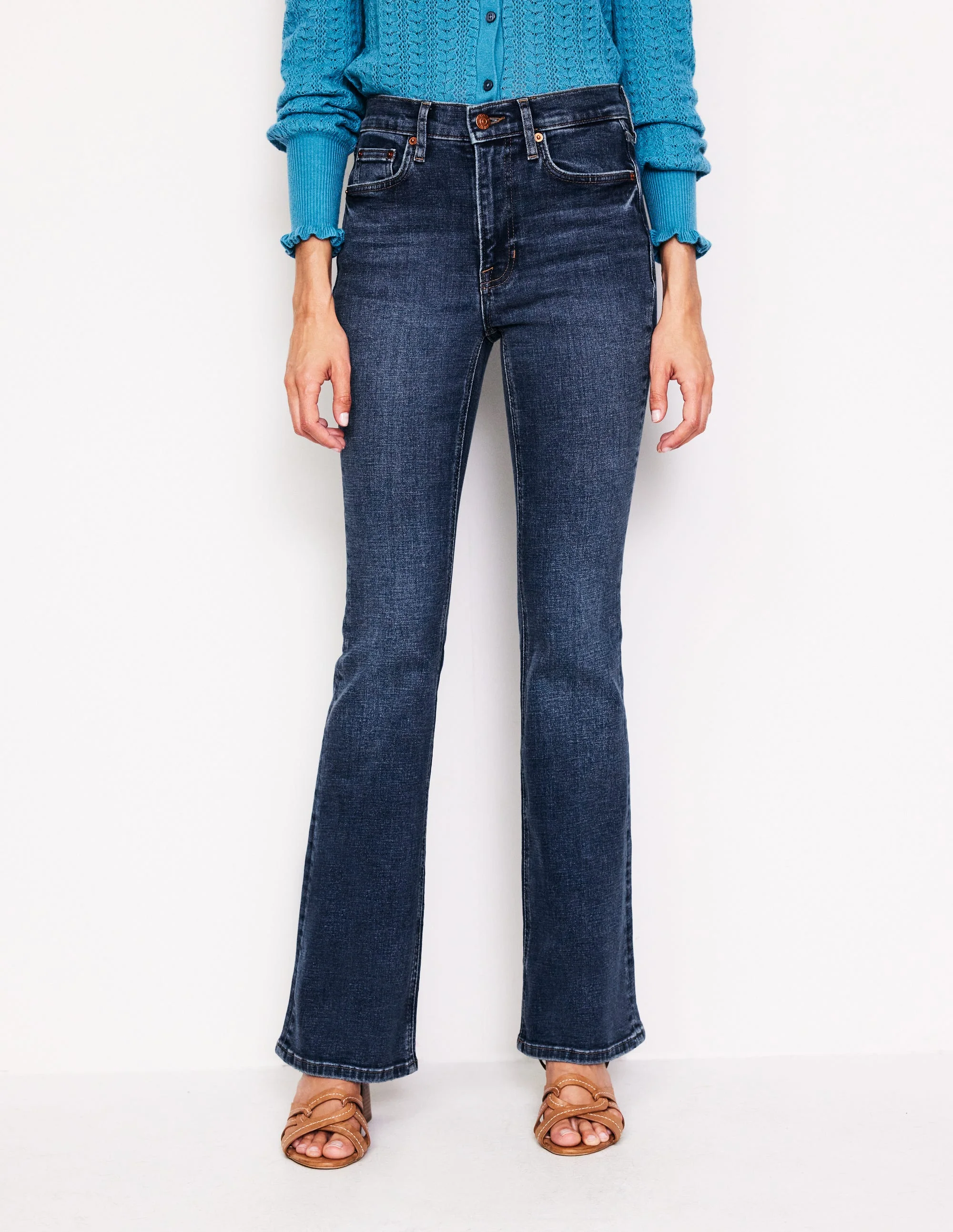 Schmal geschnittene, ausgestellte Jeans mit hohem Bund-Beatnik Red - Image 4